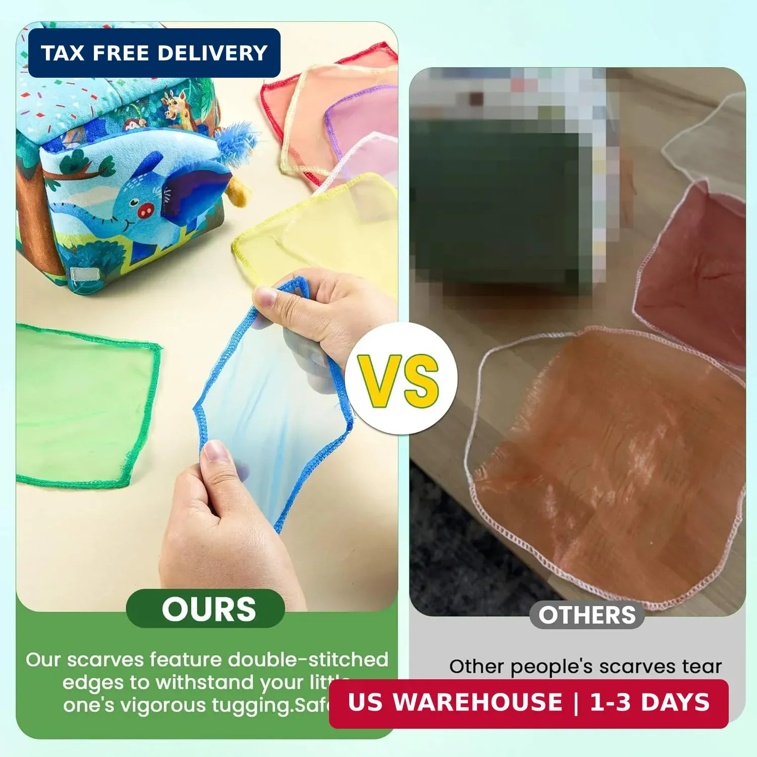 Baby Toys 6-12 Months – Baby Tissue Box Toy for 6 9 12 18 Months Old Montessori