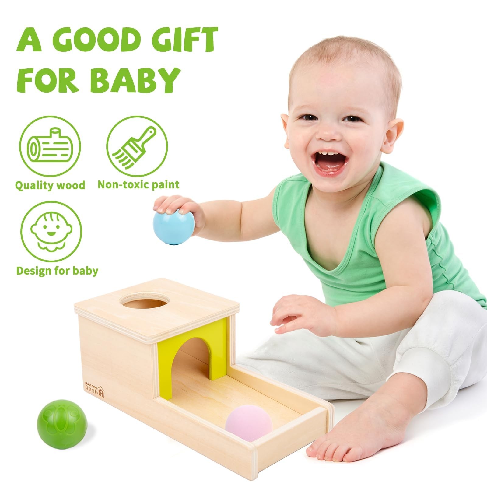 Adena Montessori Object Permanence Box with Tray Three Medium, Multi-color