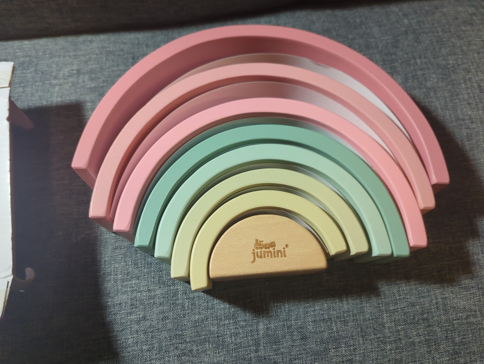 New Jumini Stacking Rainbow Retro Baby Toys Pastel Color Baby Natural Wood