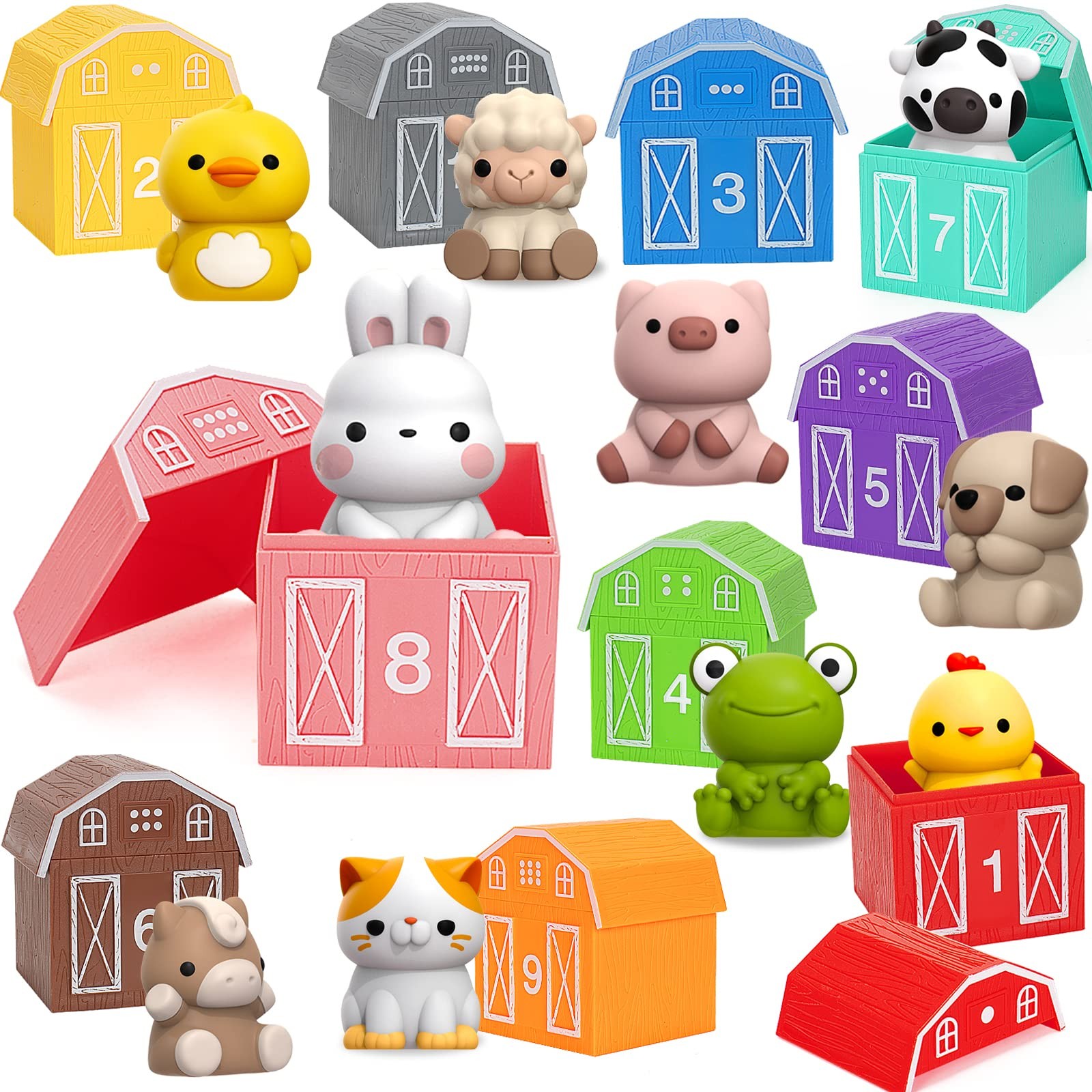 Learning Toys for 1,2,3 Year Old Toddlers, 20Pcs Farm Animals Toys Montessori Co