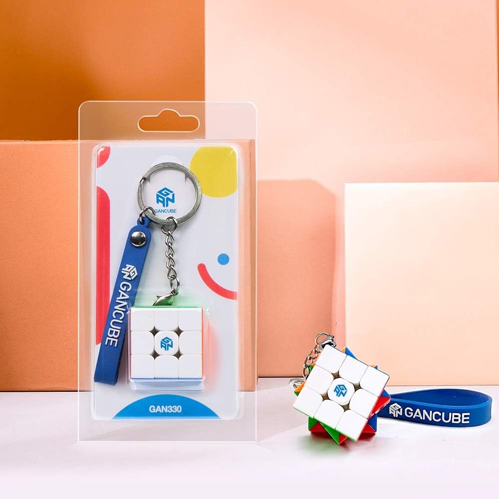 GAN 330 Keychain Cube, 3×3 Mini Key Ring, 3by3 Small Sitckerless Speed