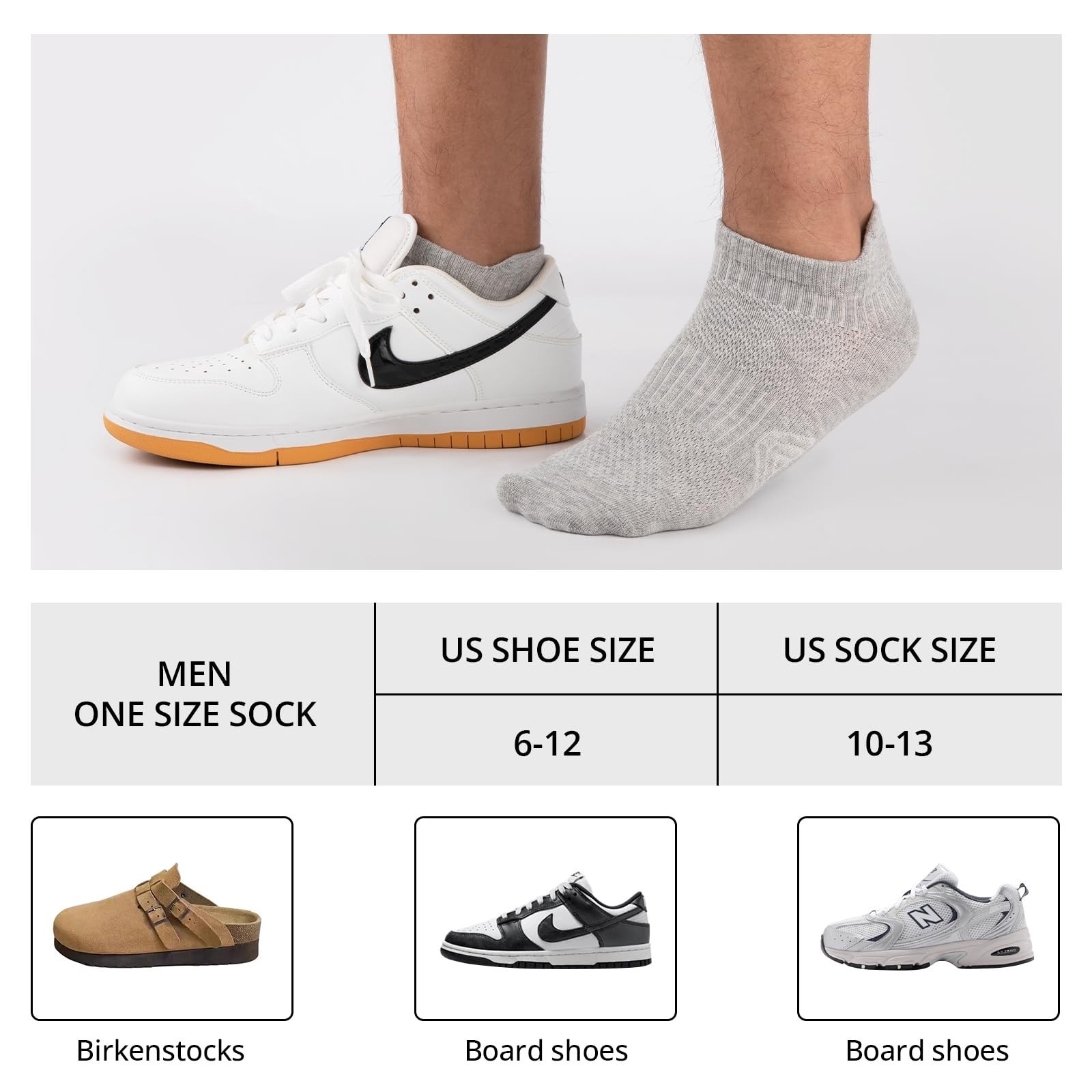 COOVAN Mens Socks 6 Pairs Cotton Ankle Breathable Casual Thin Socks Athletic …