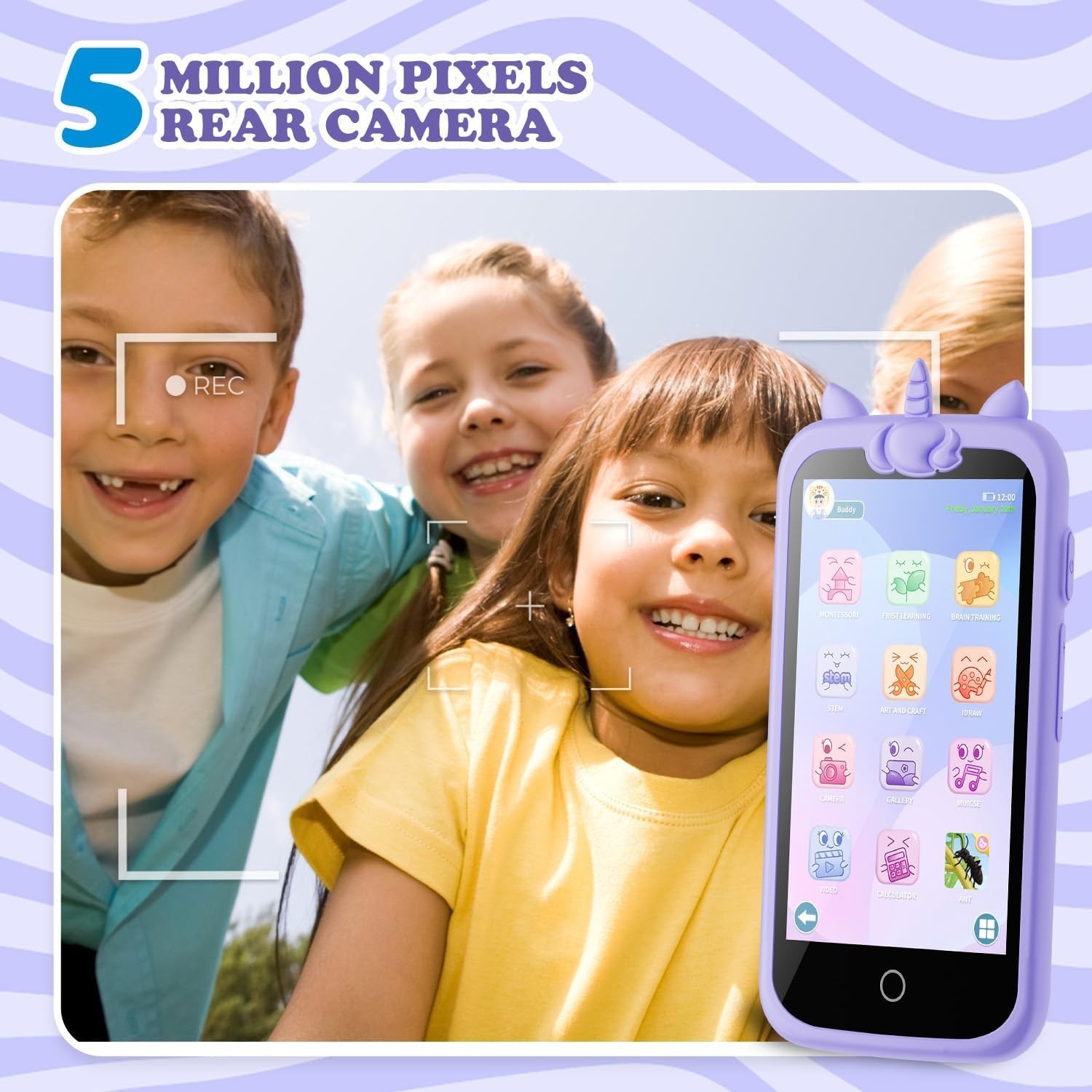 Kids Toys Phone, 3.97″ Touchscreen Mini Phones for Kids, Learning Phone Puzzl…