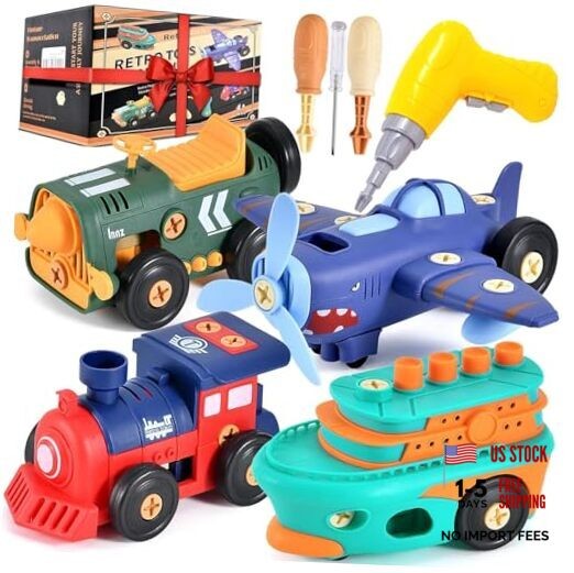 STEM Take Apart Toys for Boys Age 3-5 – Electric Building Toys Car with Motor