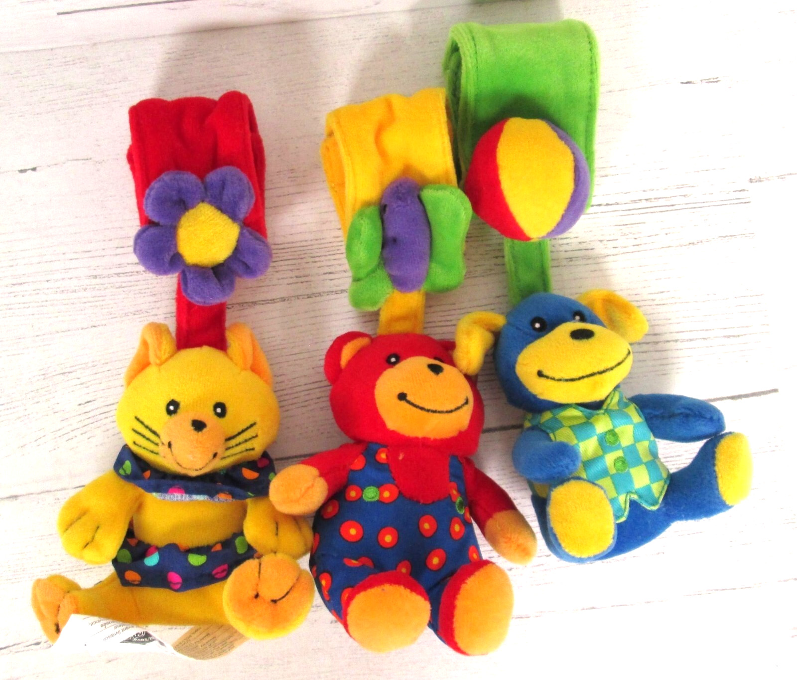 Vintage Y2K Discovery Toys Take A Long Pals Mouse Dog Bear Plush Baby Colorful