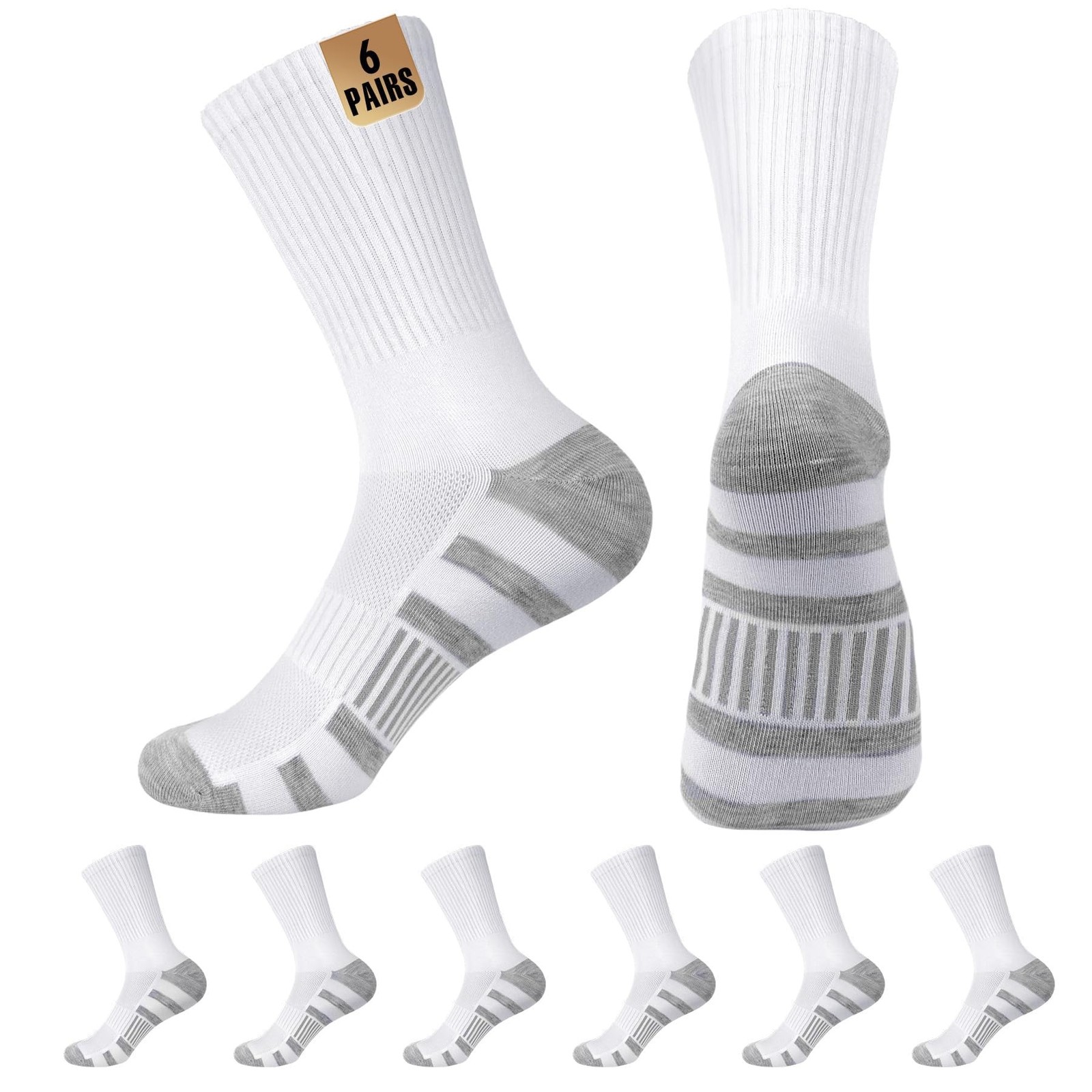 MUQU Mens White Crew Socks – Sports Thin Athletic Breathable Running Long Soc…