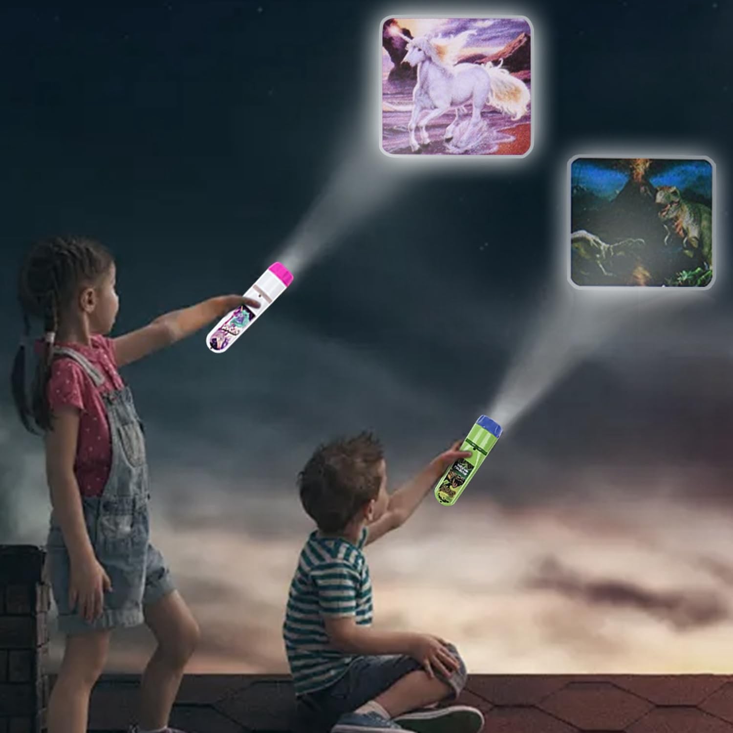 Georgie Porgy Slide Torch Projector ‎3.8 x 25 x 21.5 cm, Dinosaur + Unicorn