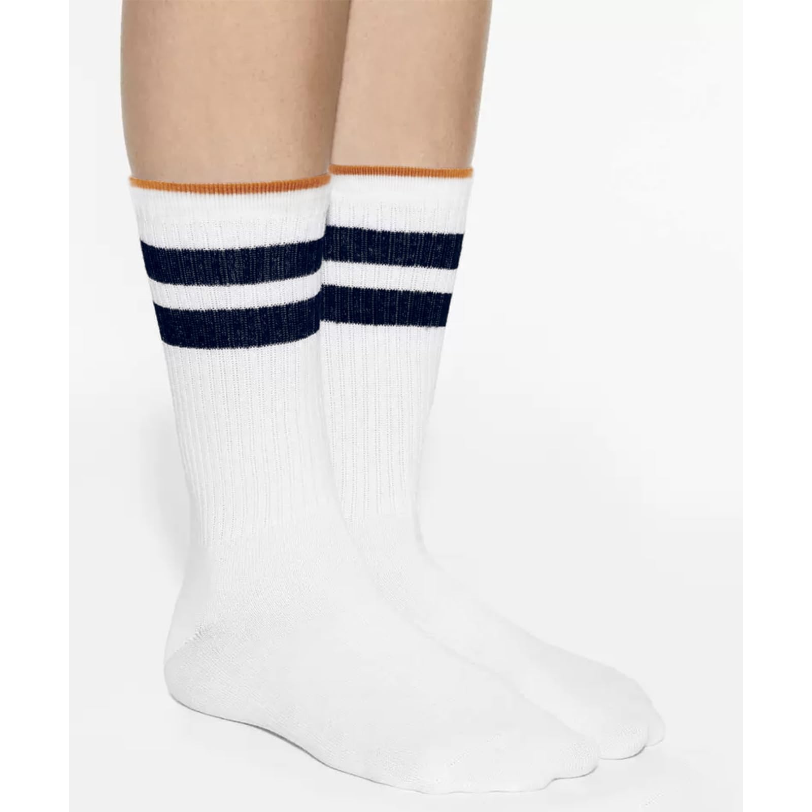 Fszsaa Fun Novelty Socks For Women Striped Retro Sporty Calf Socks Casual Cot…