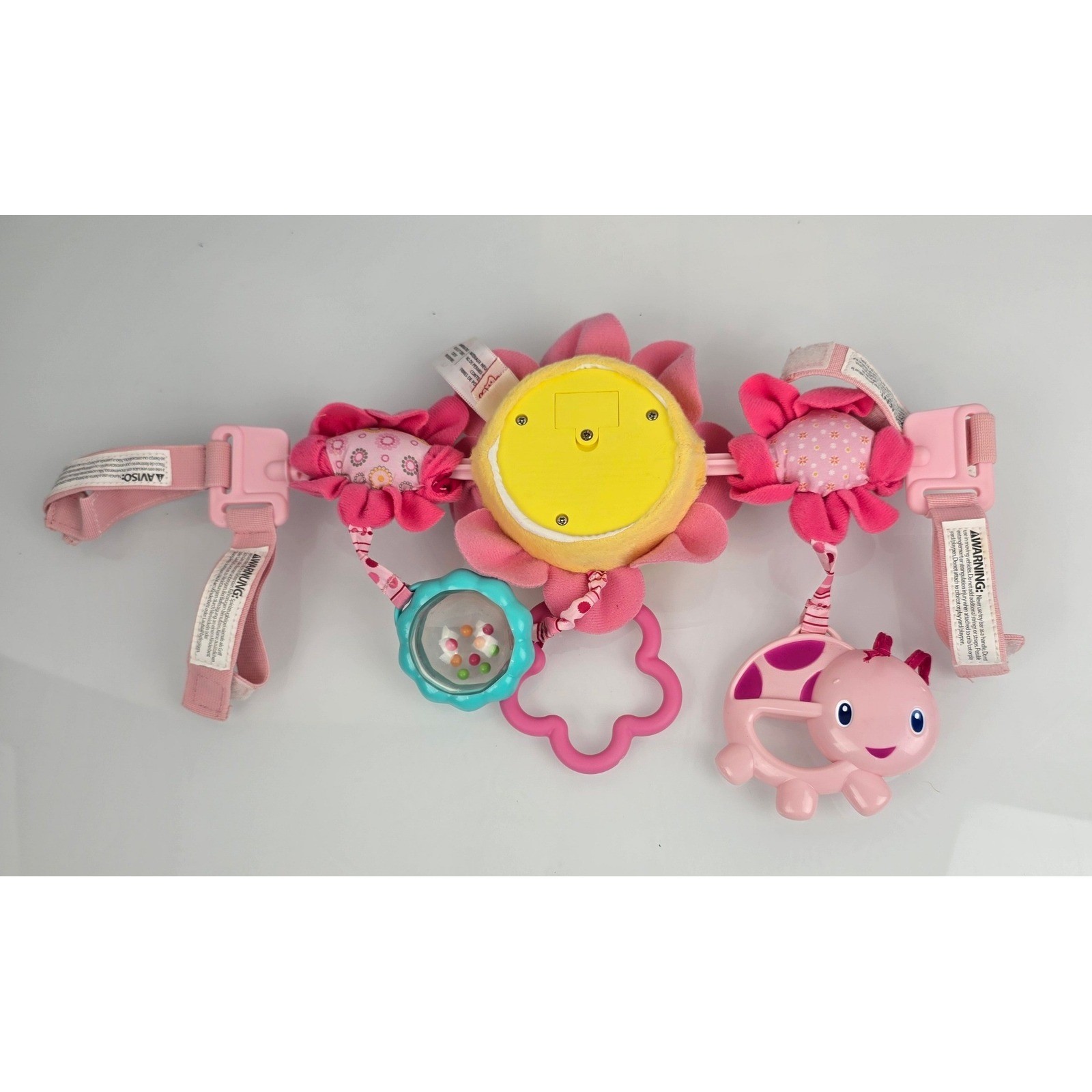 Bright Starts Pretty in Pink Carrier Baby Toy Bar Musical Lights Sun Flower Y2K