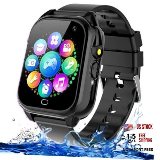 Kids Waterproof Smart Watch for Boys Girls Ages 3-12 Learning Toys with Black
