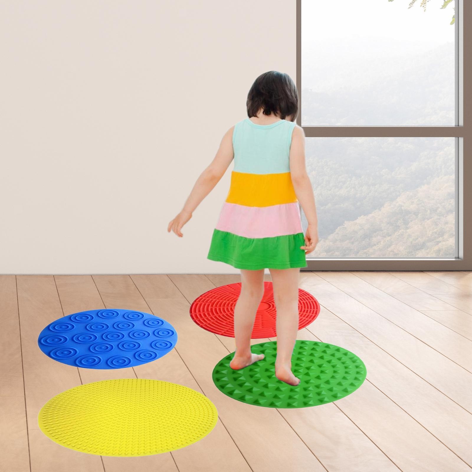 4 Pieces Silicone Sensory Mats Silicone Tactile Pad Travel Toy Sensory Stepping
