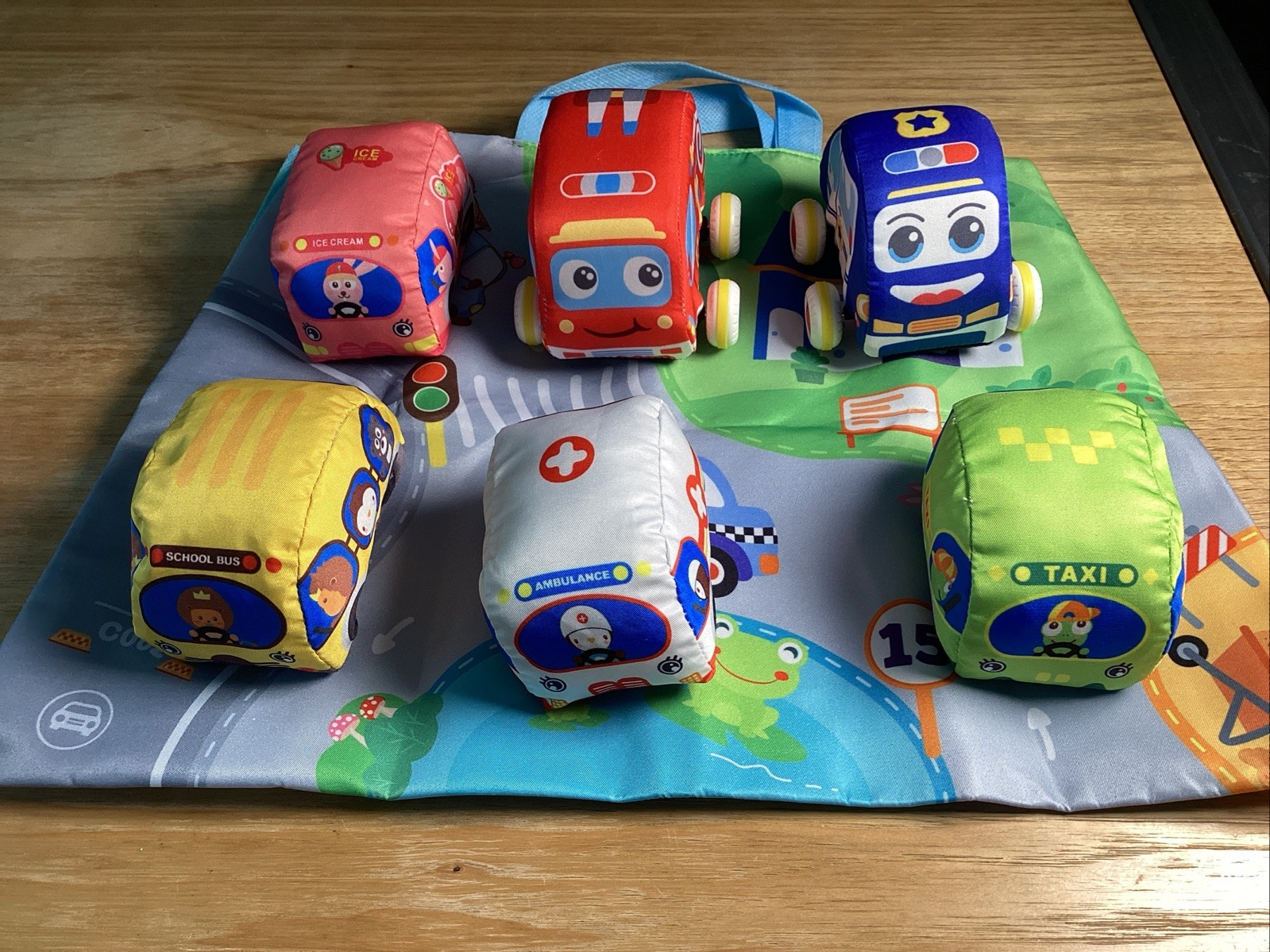 Baby Toys 6 to 12 Months Soft Car Toys for 1 Year Old Boy Girl with Playmat Tote