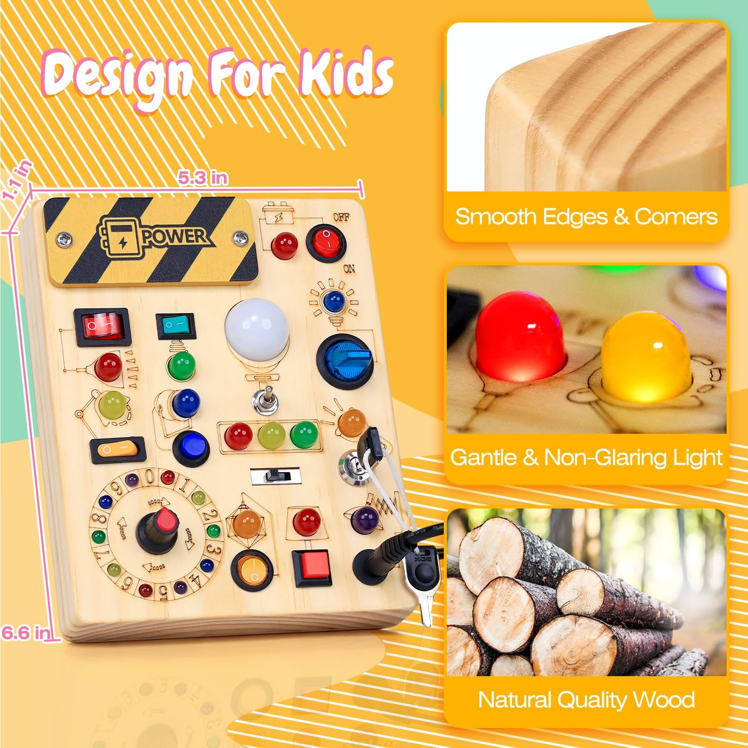 Busy Board with Light Switches, Montessori Toys for 1 2 3 Years Old, Toddlers…