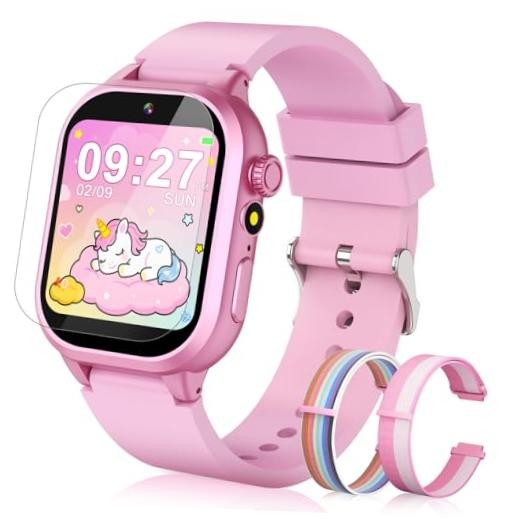 Kids Smart Watch Girls Gift for Girl Aged 5-12, 40 Games HD TouchScreen PINK