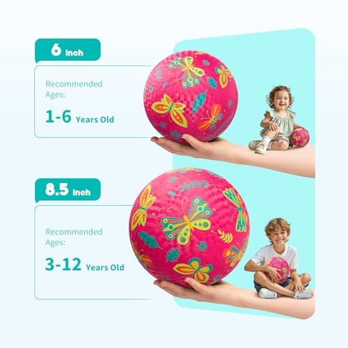Set of 2 Cartoon Playground Balls for Toddlers 8.5″ – Blue + Pink – Size 3 8.5″