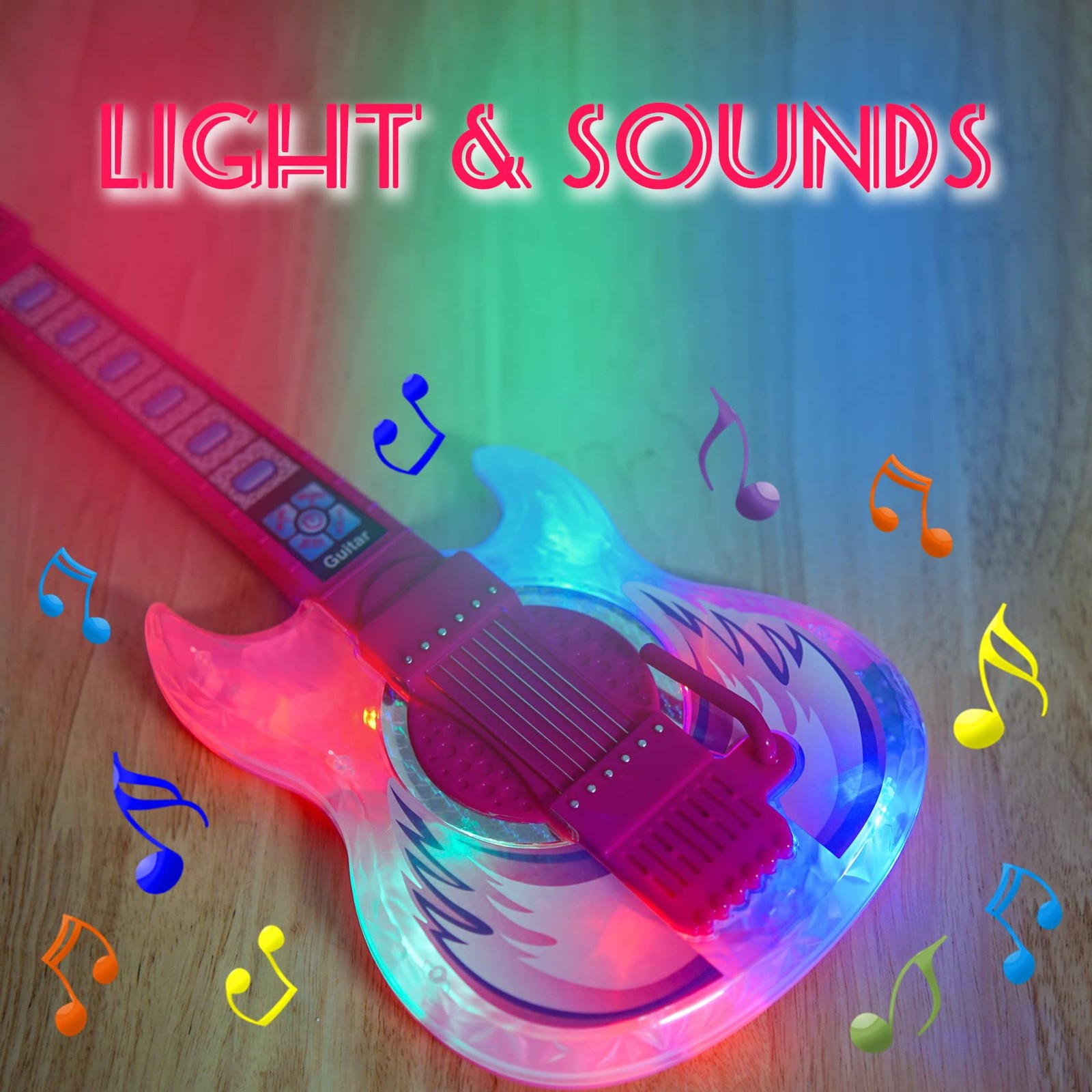 Guitar and Microphone Play Set for Girls,Karaoke Machine with Music&Light,Mic…