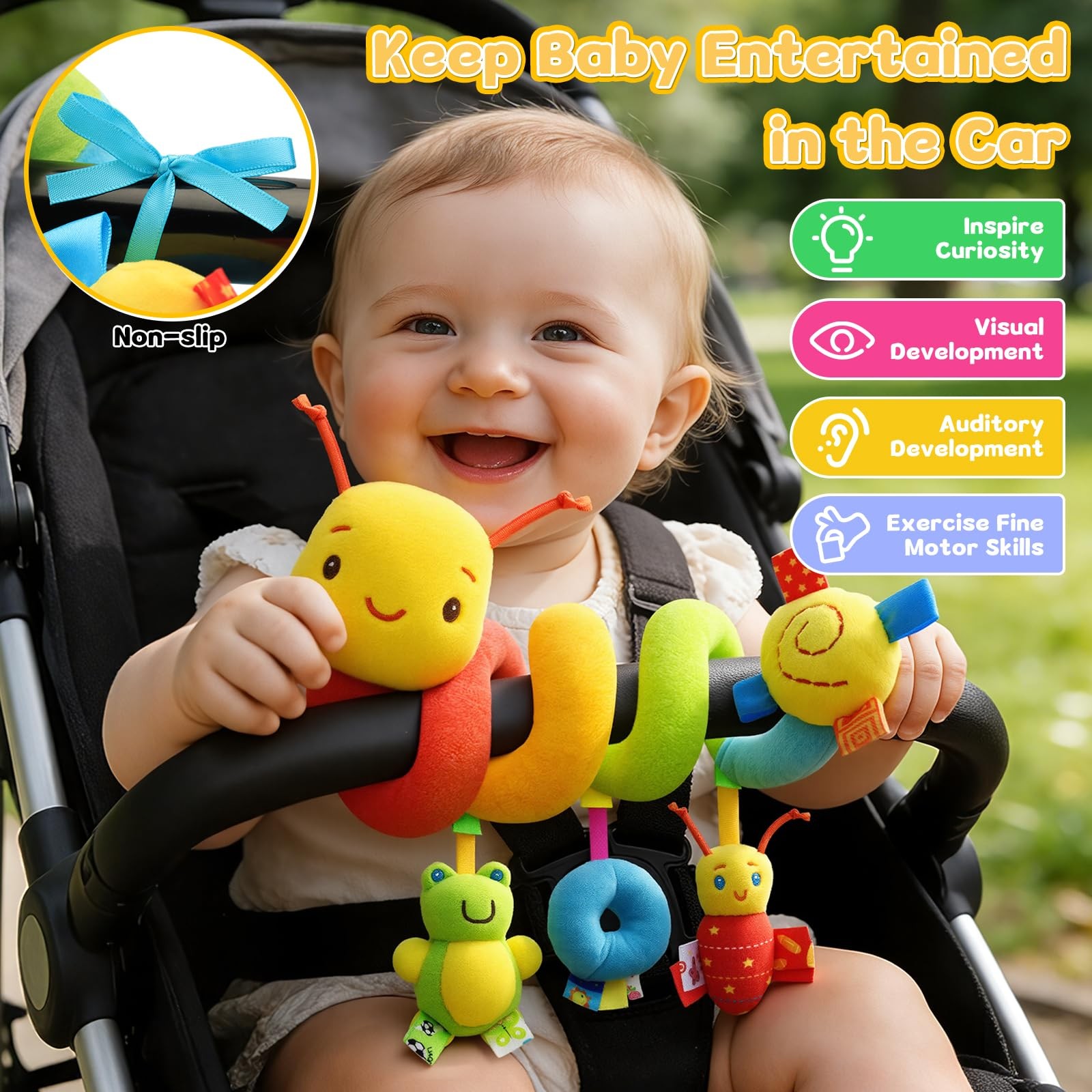 FPVERA Car Seat Toys for Babies 0-6 Months, Hanging Medium, Multi-colored