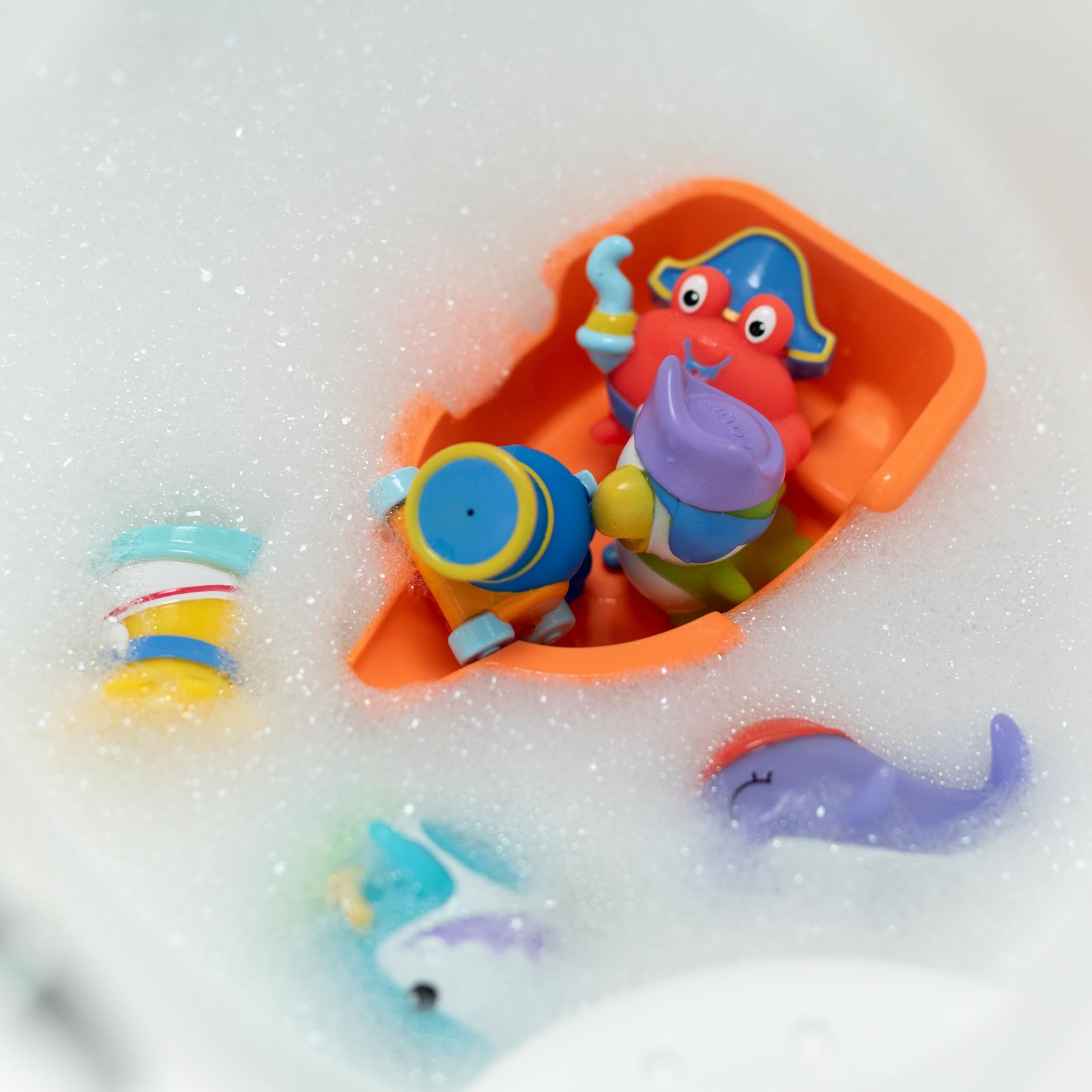 Nuby Pirate Pals Bath Toy Set – Interactive Time Toys Small, Multi Color