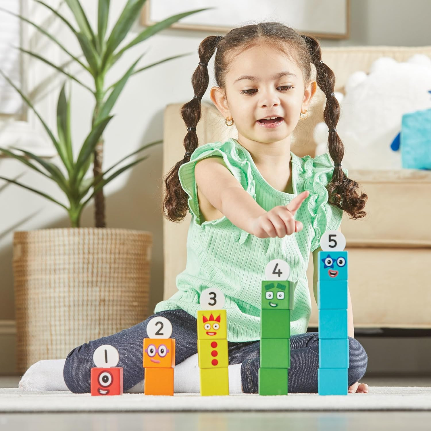 Numberblocks One to Five Wooden Blocks, Wood Building Blocks for Toddlers 2-4 Ye