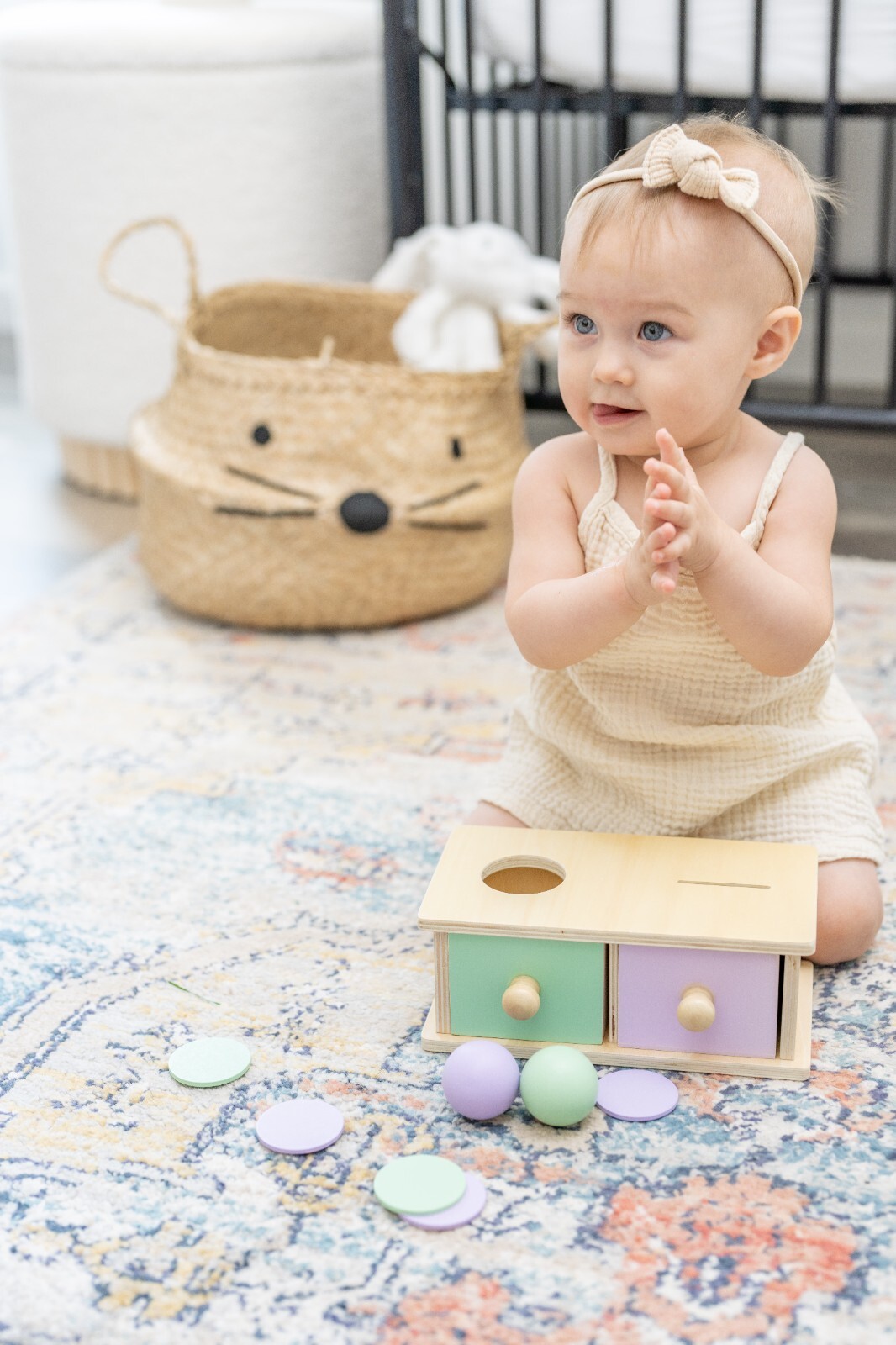 Montessori Wooden Shape Sorter Toy for 1-3 Year Old with Object Permanence Focus