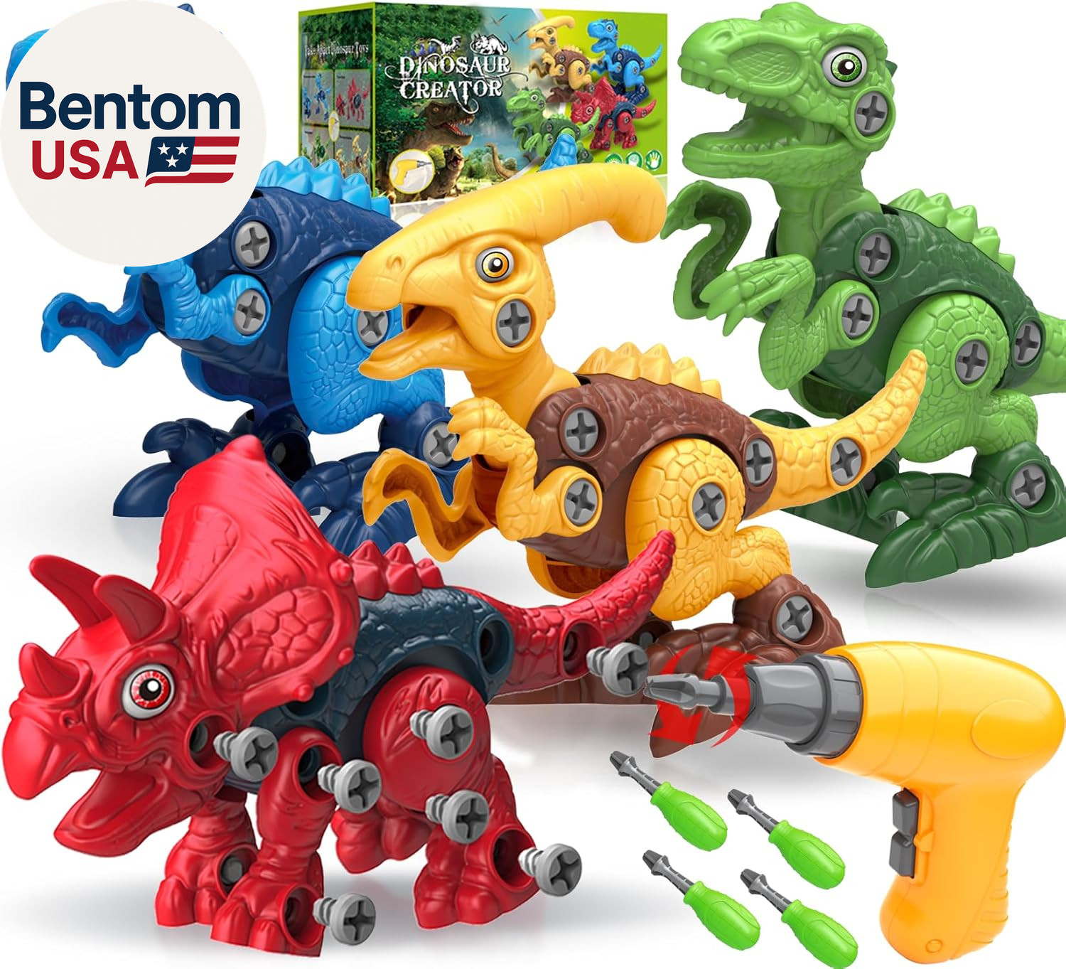Dinosaur Toys for 3, 4, 5, 6, 7 Year Old Boys, Take Apart Toys with Electric Dri