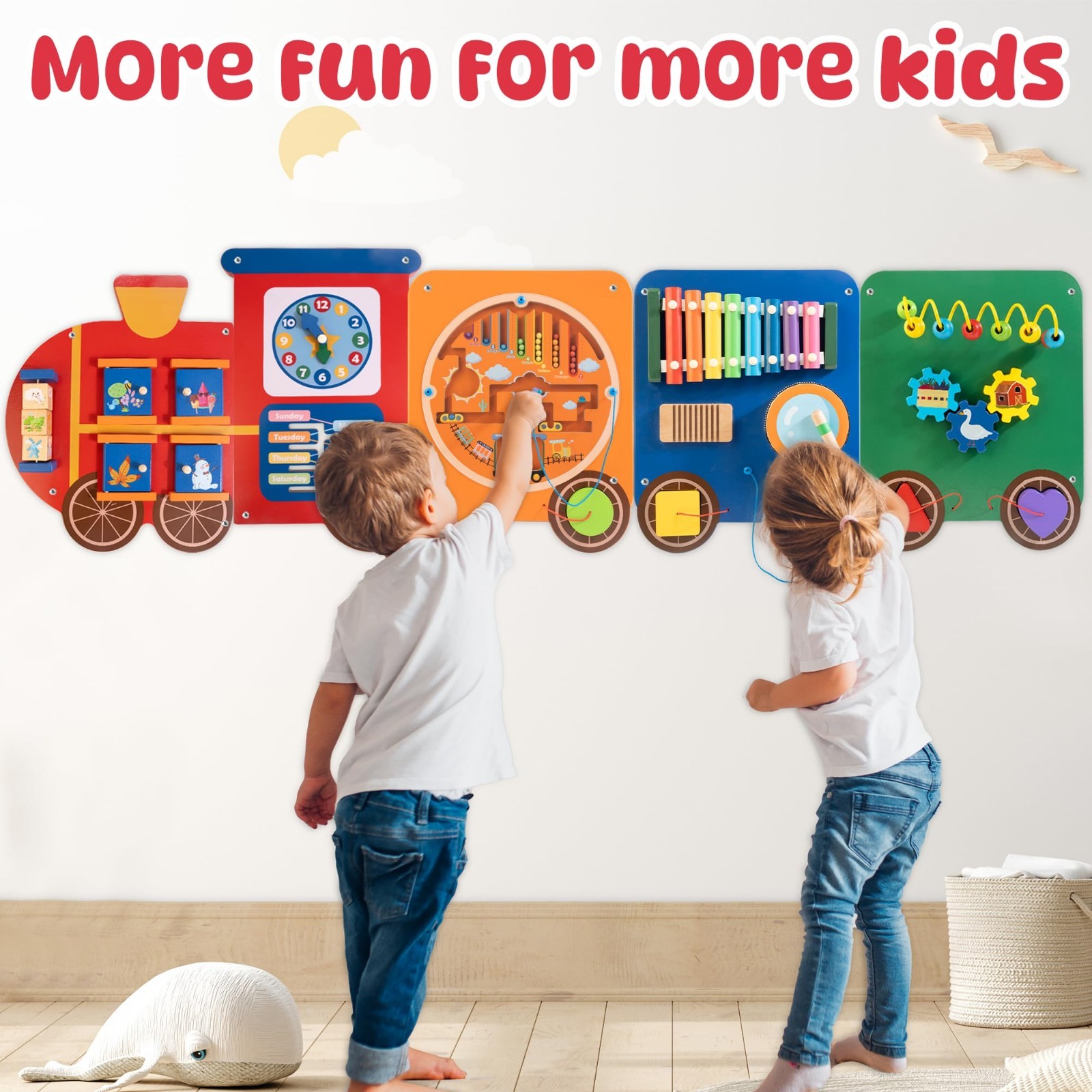 11-in-1 Wooden Sensory Activity Wall Panel for Kids | Montessori Busy Board for