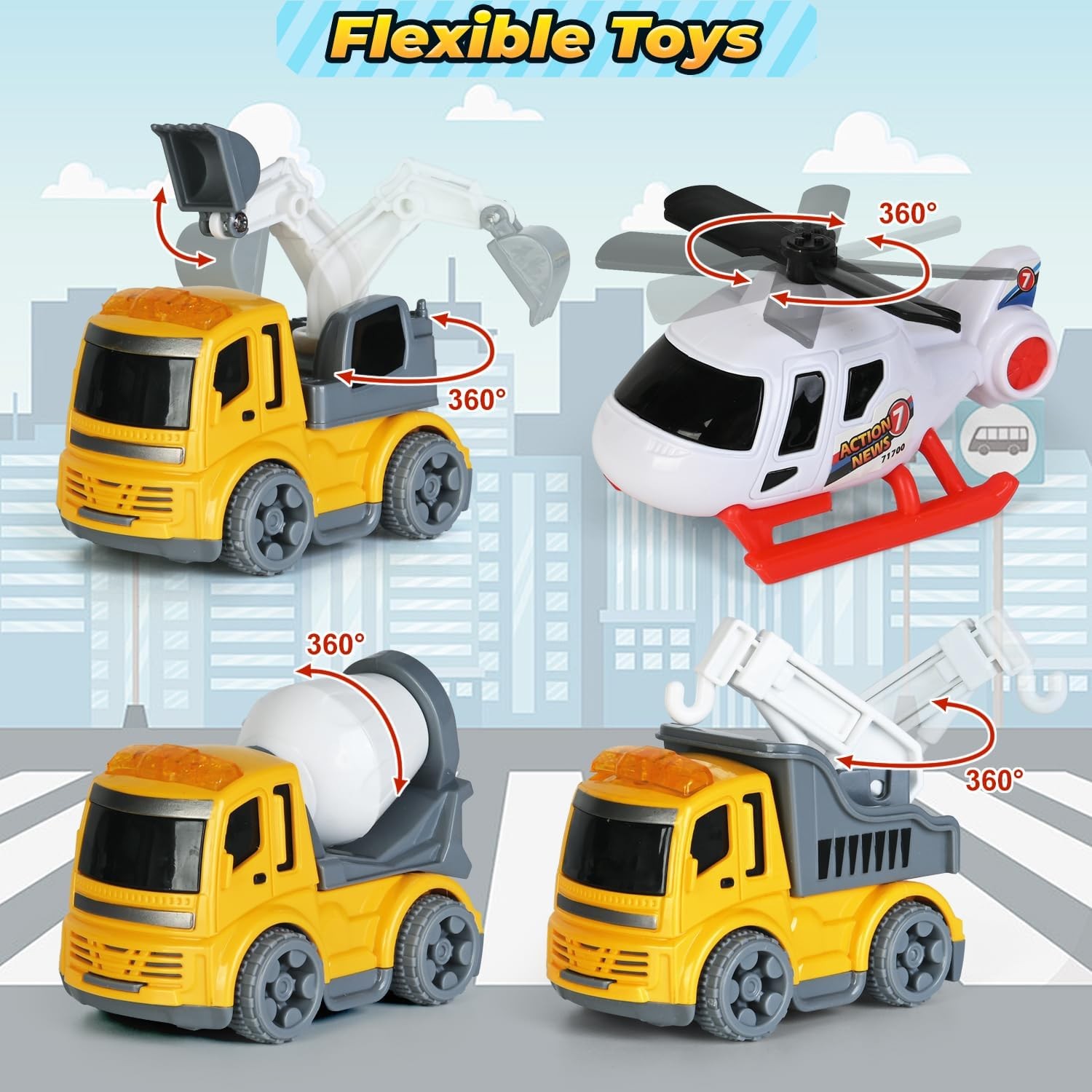 Toddlers Truck Toys,Boy Toys Gifts for 1 2 3 Years Old,5 in 1 Construction Trans