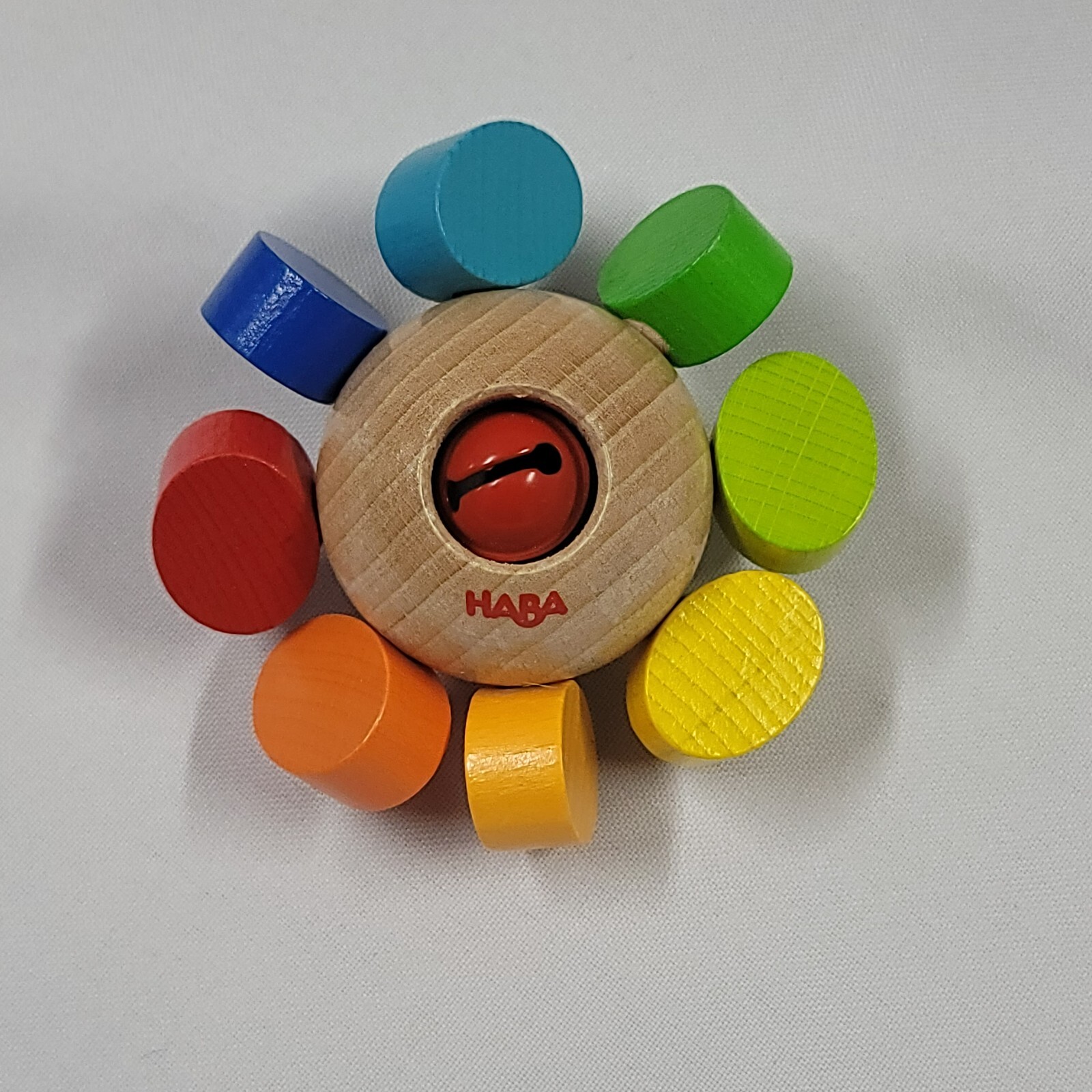 Haba Flower Sunflower Rainbow Wood Wooden Baby Toy Grasping Jingle Bell Rattle