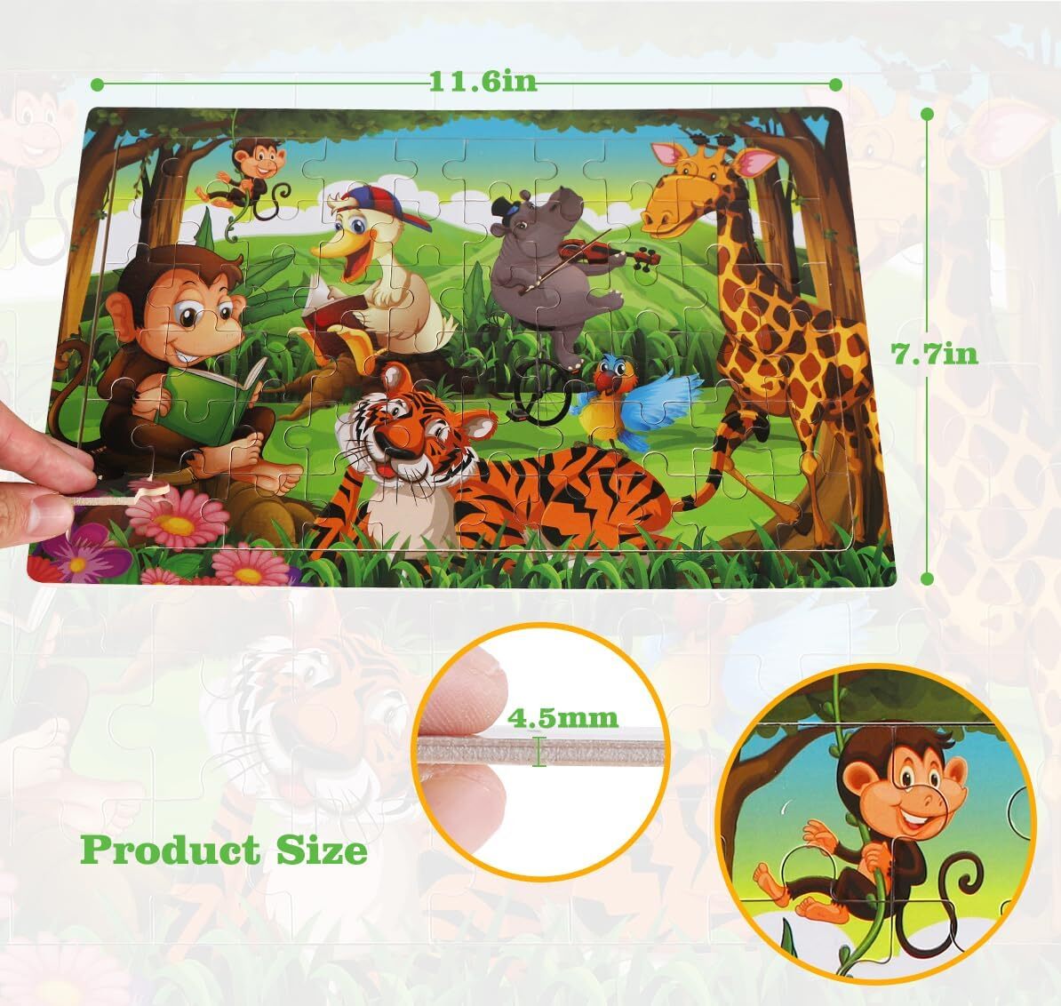 Wooden Puzzles Toys for Kids Ages 4-6, Set of 3 Packs with 60-Piece Wood…