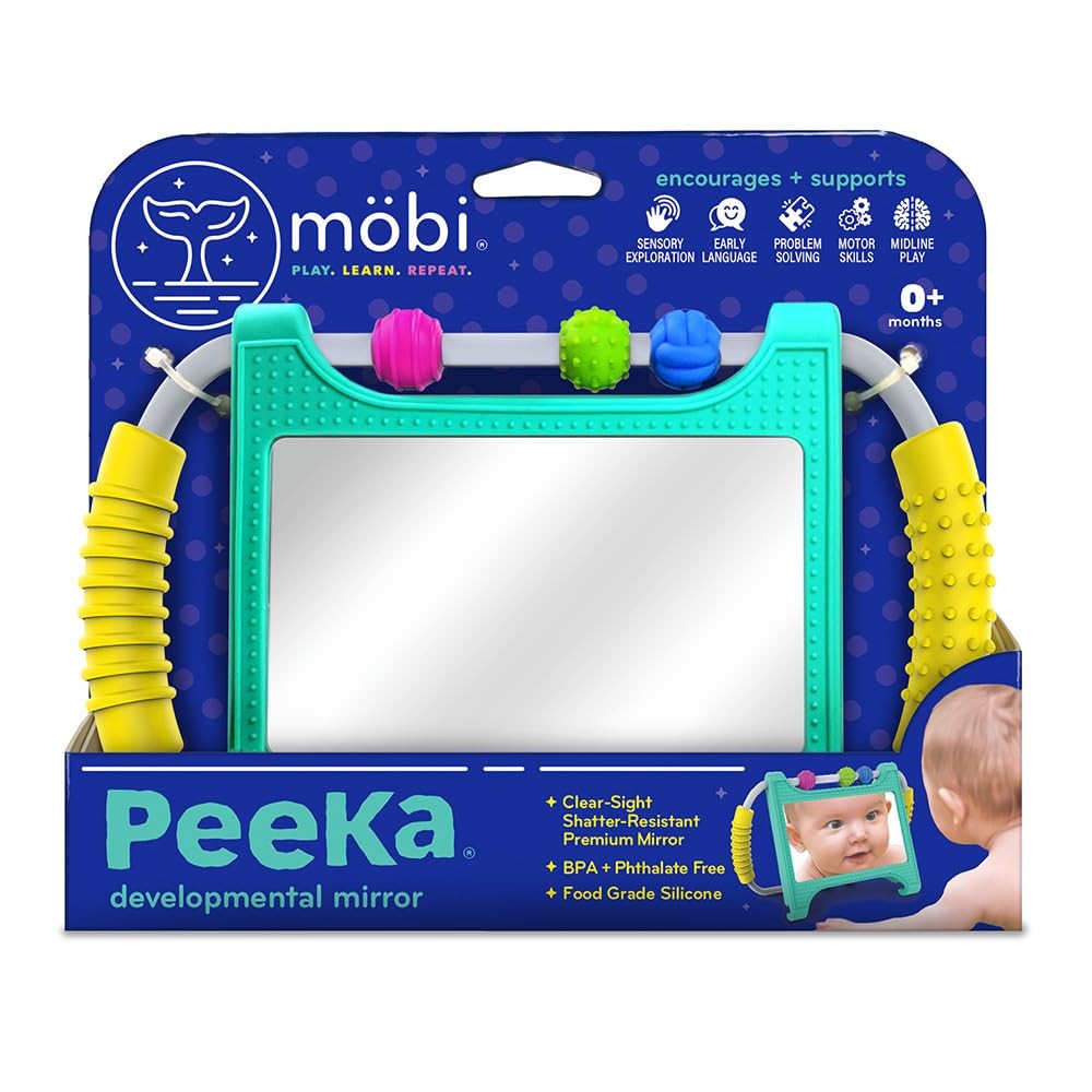Mobi Peeka Activity Toy Tummy Time Baby Mirror, Food Grade Silicone Montesso…