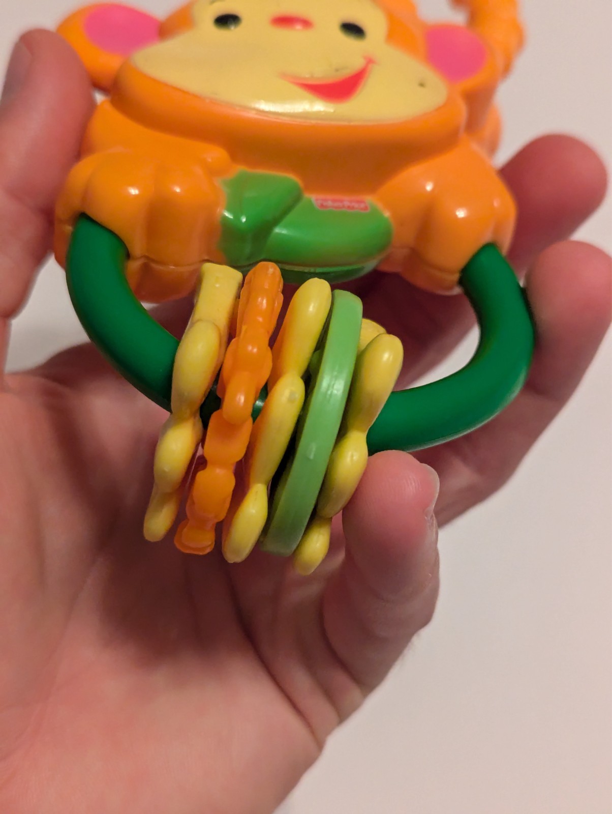 Rainforest Monkey Rings Activity Rattle Hanging Toy Fisher Price Orange Green