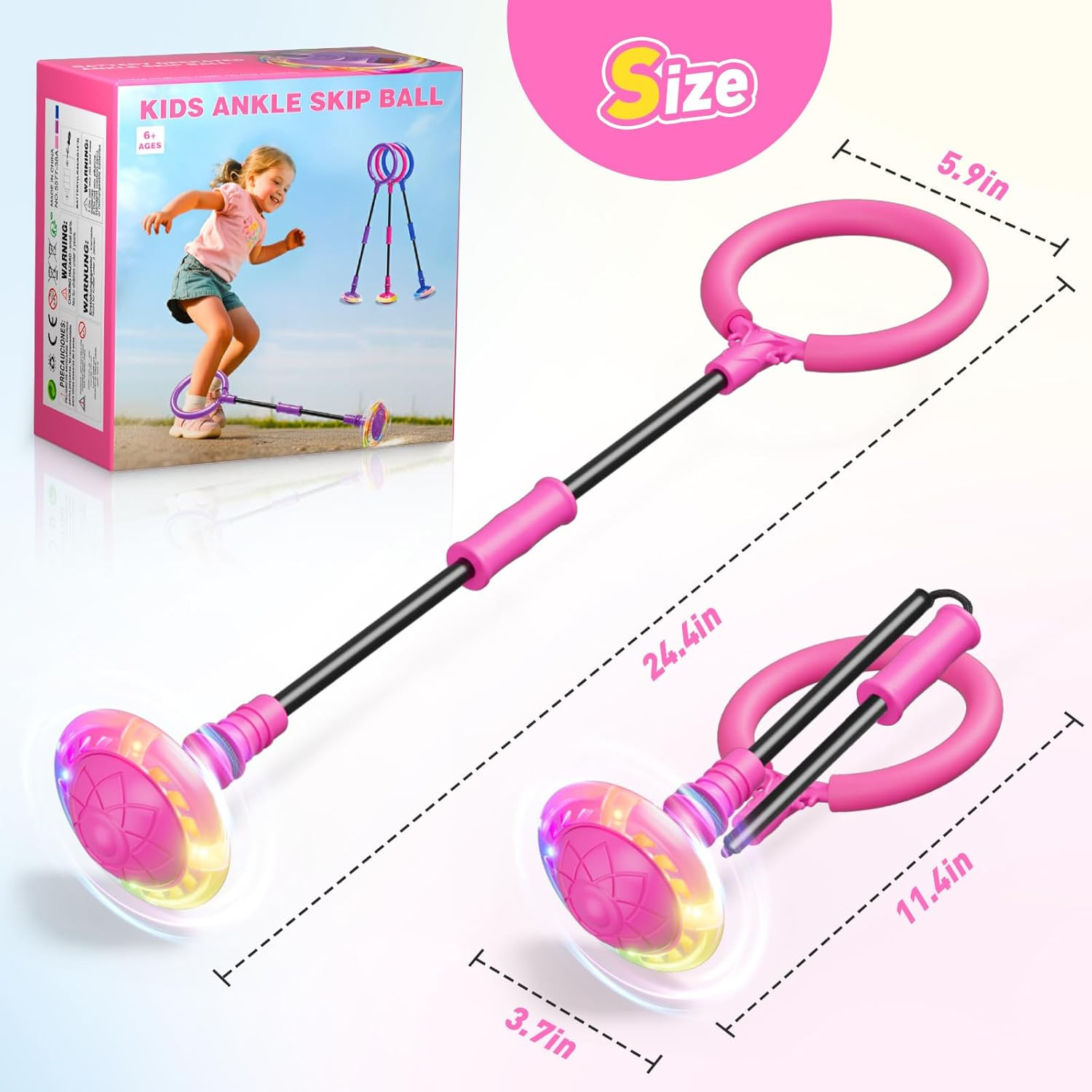 Skip Ball Toy for Girls Ages 6-10,Girl Birthday Gifts,3 Fun Modes,Flashing Light