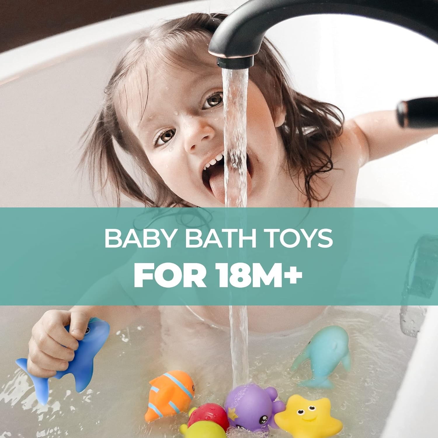 Hely Cancy Infant Bath Toys for 18 Months – No Hole Animal Bathtub Toys,…