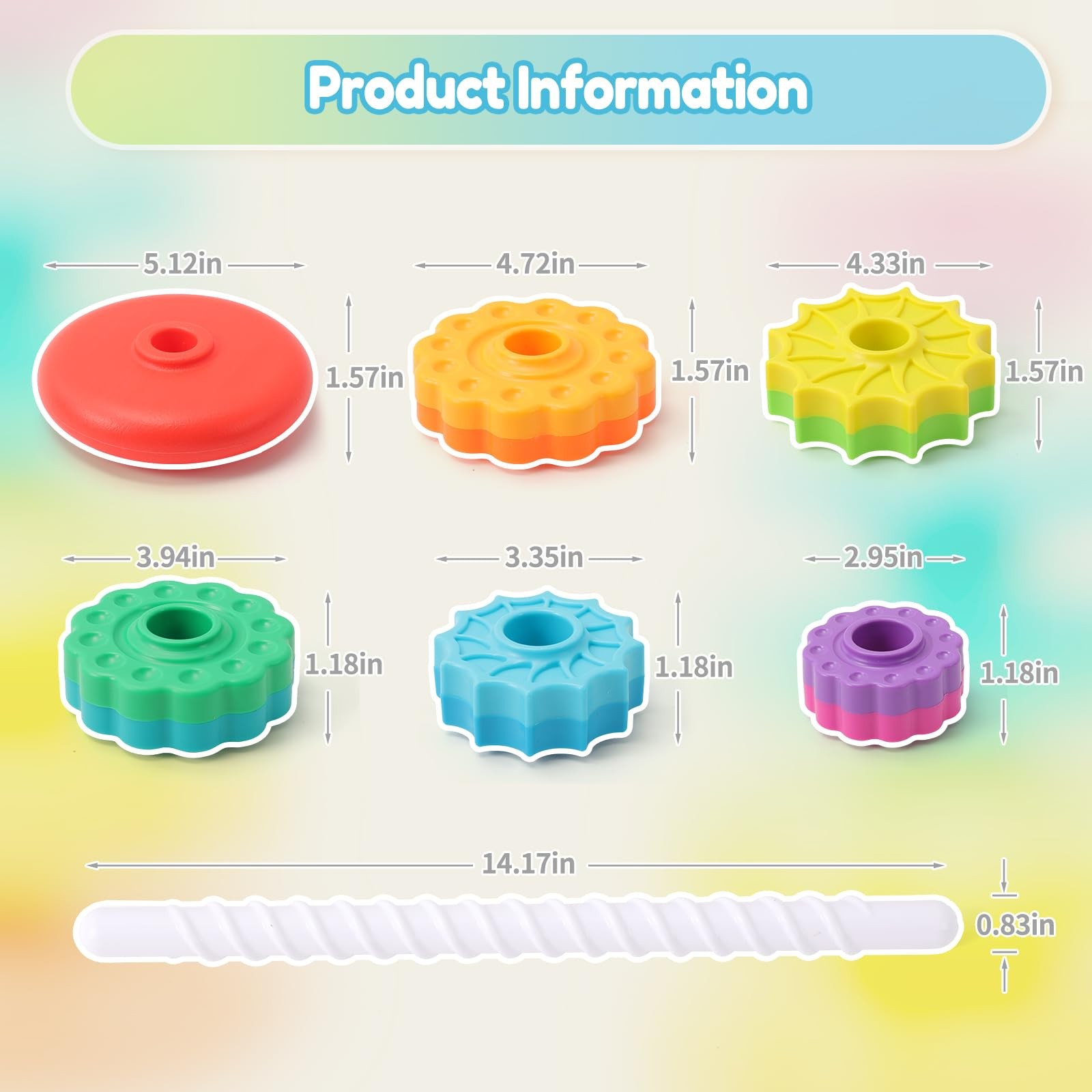 Baby Spinning Stacking Toys, 1-3 Rainbow Ring Stacker Montessori Toys for Bab…