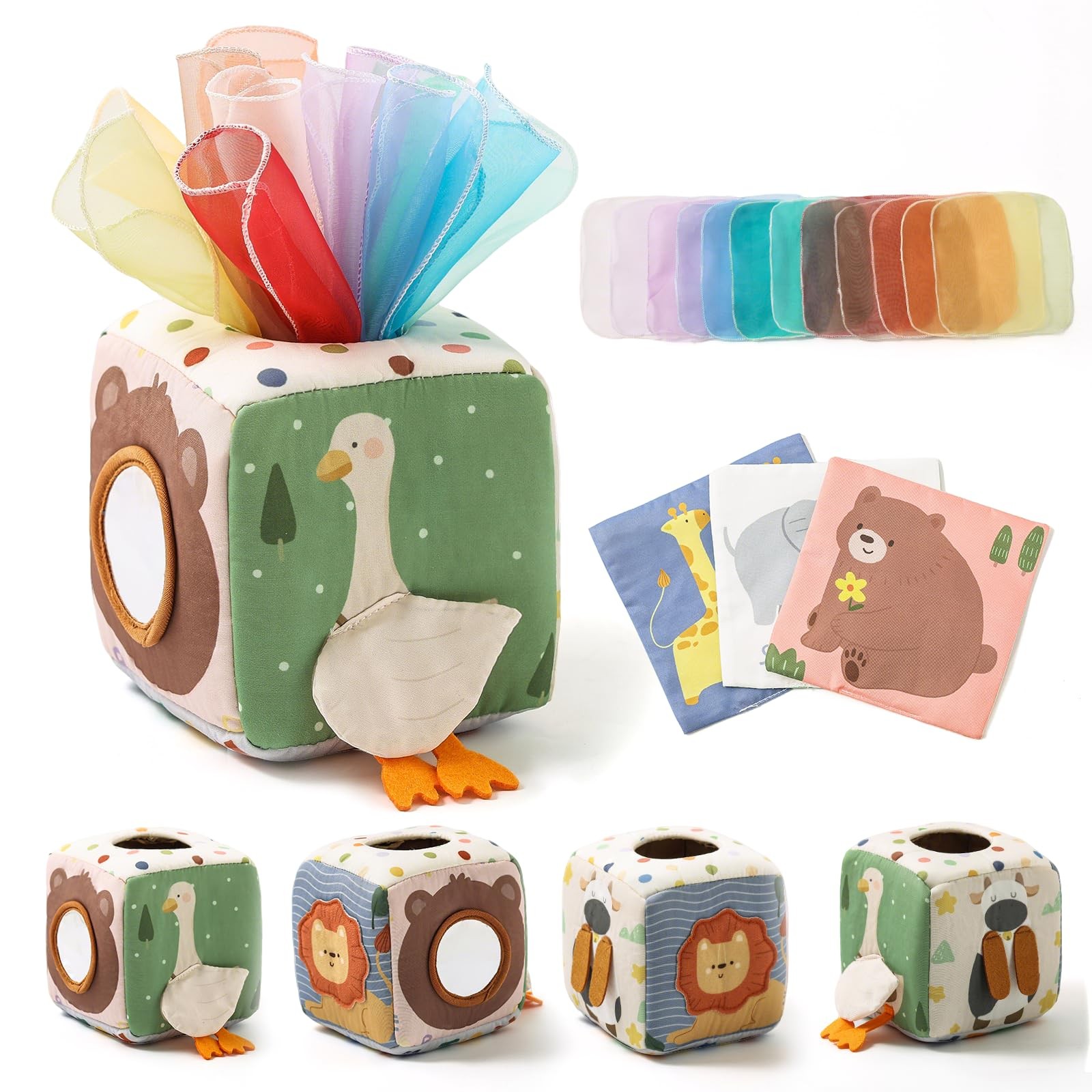 Youuys Baby Tissue Box Toy for Babies 6-12 Months, Montessori Medium, Forest