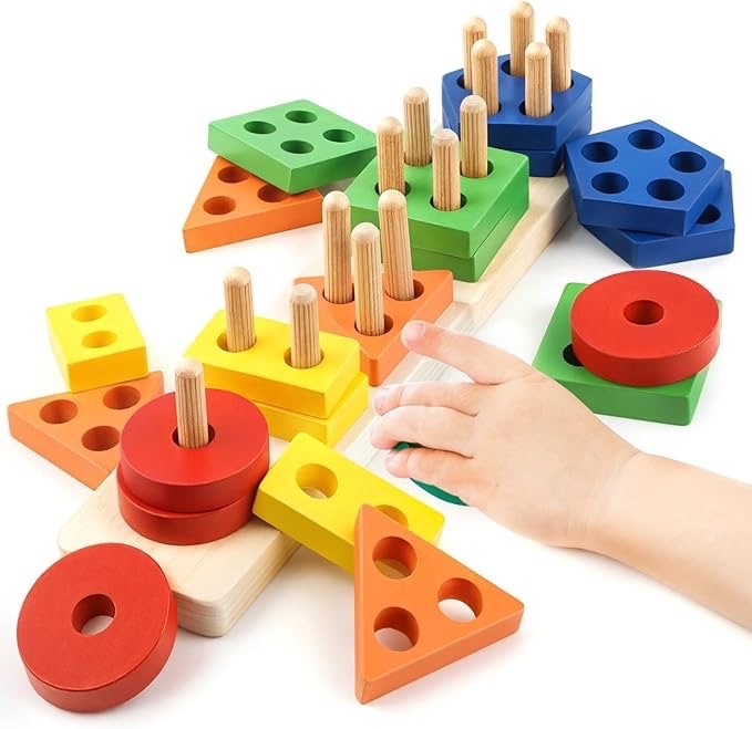 Montessori Toys for 1 2 3 Year Old Girls Boys, Wooden Sensory Toys for 1-3 Ye…