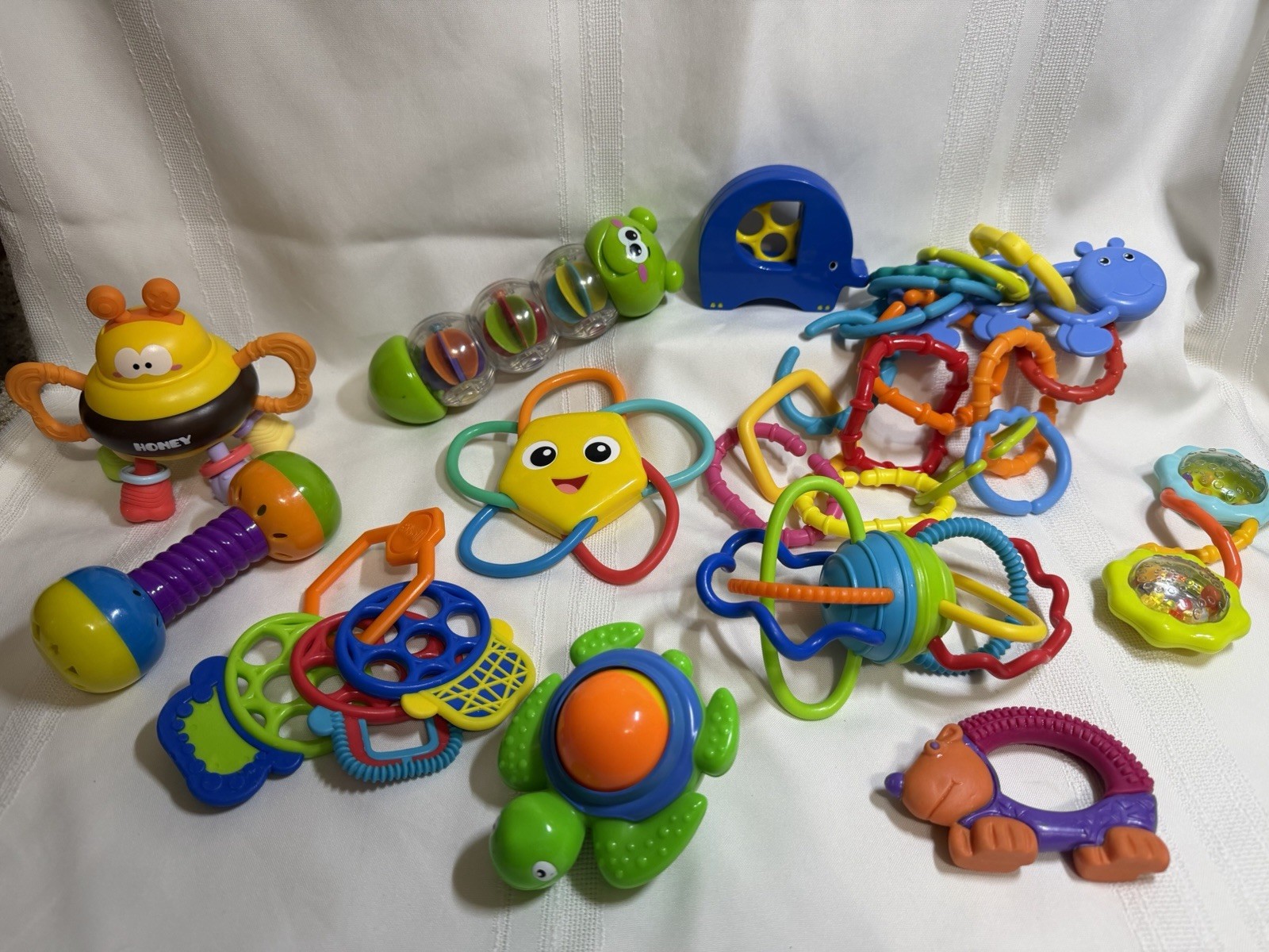 Mixed Lot Of Infant Baby Toys Bright Starts Nubby Fisher Price Rattles Teethers