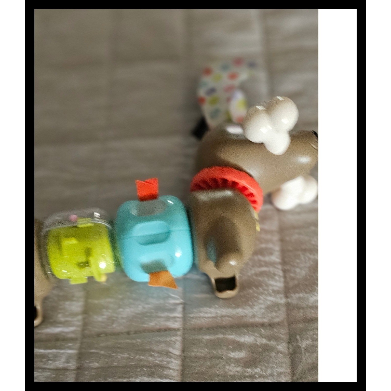 Fisher-Price Clicker Dachshund Baby Sensory Toy Brown Blue Green Puppy Dog
