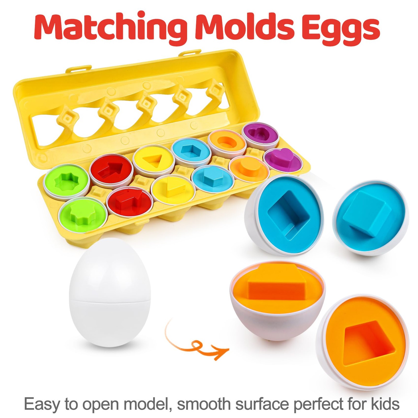 Egg Toys for Toddlers 1-3,Montessori Geometric Eggs Early Fine Motor Skills L…