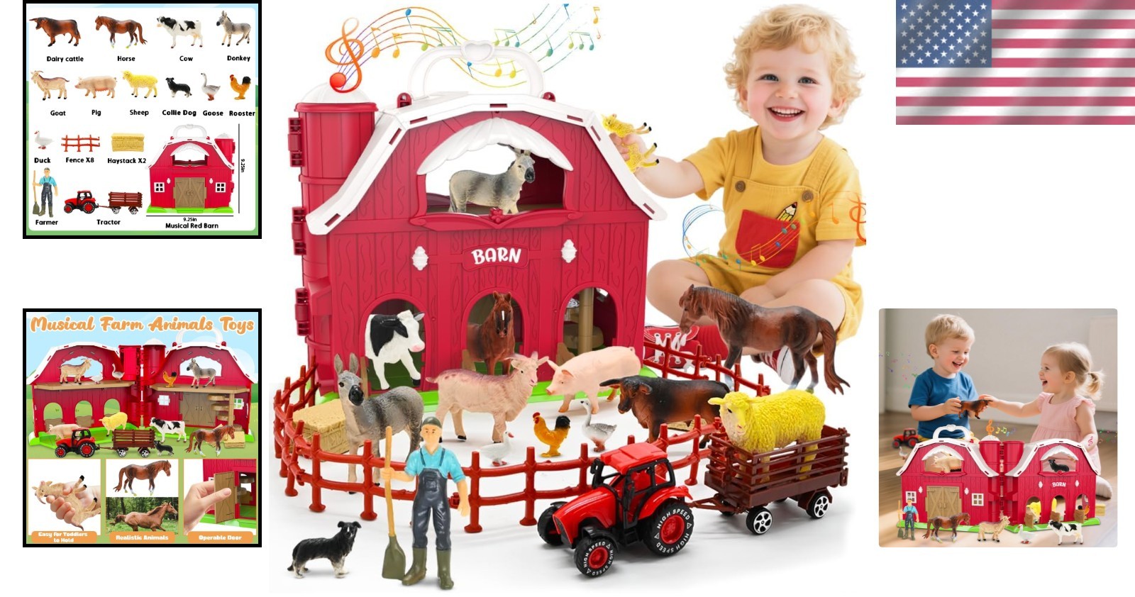 Vibrant 24 Piece Farm Animal Playset with Musical Barn – Great Gift for Toddlers