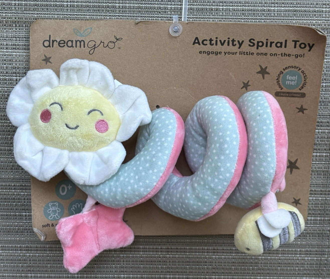 Dreamgro Spiral Activity Soft Baby Toy for Stroller or Car Seat Flower Butterfly