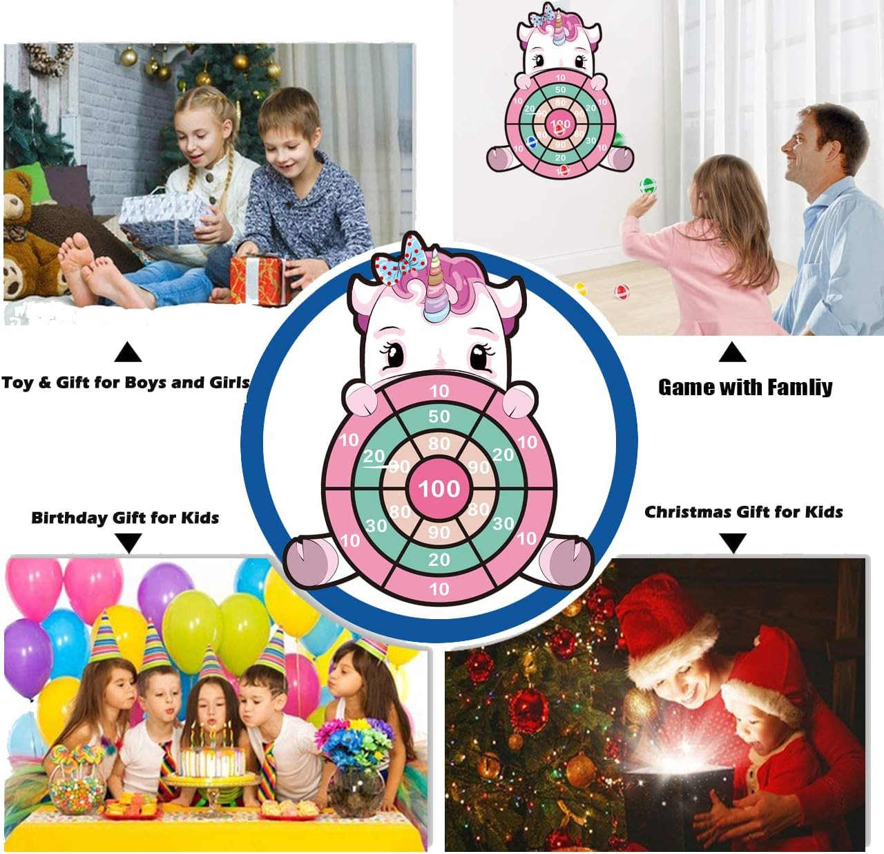 Unicorn Toys for 3-12 Year Old Girls,25”Large Dart Board Kids Toys for 6-12 Year