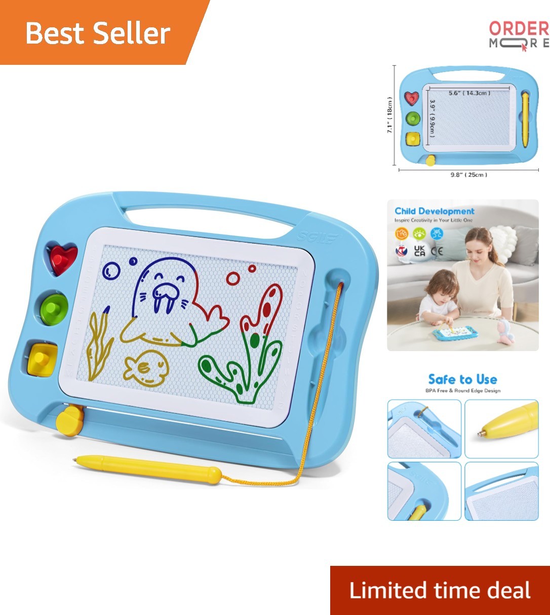 Kids Magnetic Drawing Board Colorful Erasable Doodle Painting Travel Toy