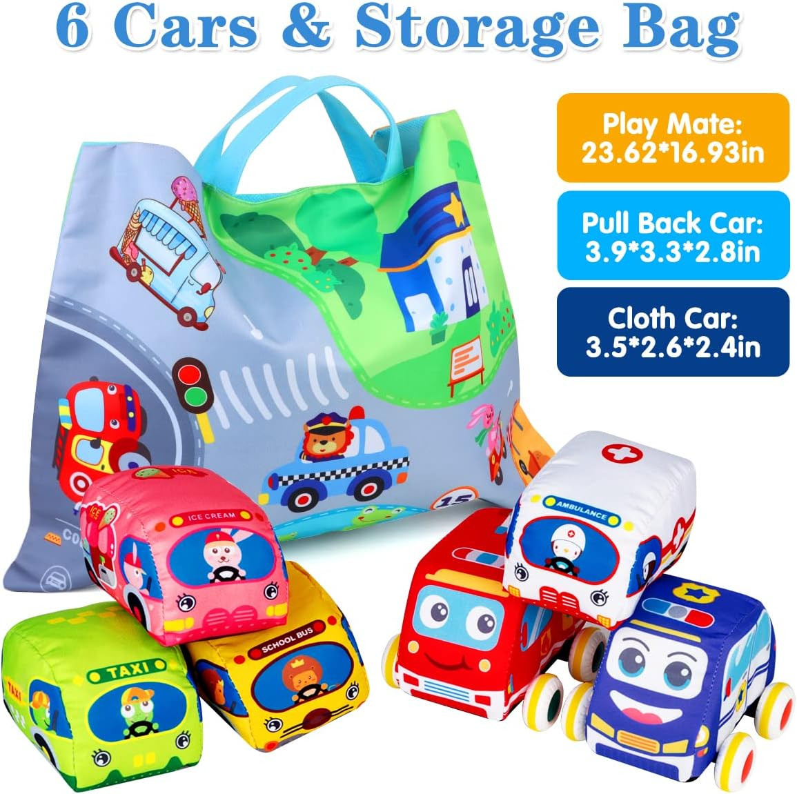 Baby Toys 6 to 12 Months Soft Car Toys for 1 Year Old Boy Girl with Playmat New