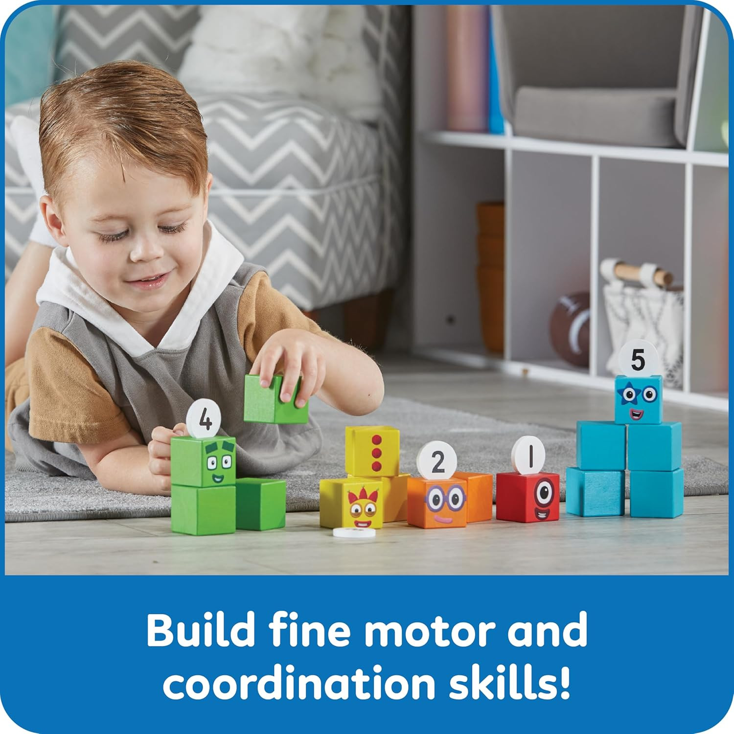 Numberblocks One to Five Wooden Blocks, Wood Building Blocks for Toddlers 2-4 Ye