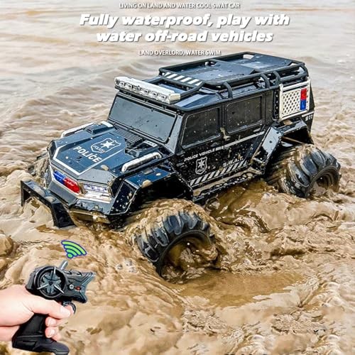 Amphibious Remote Control Car Waterproof Monster RC Cars 4WD All Terrain Black
