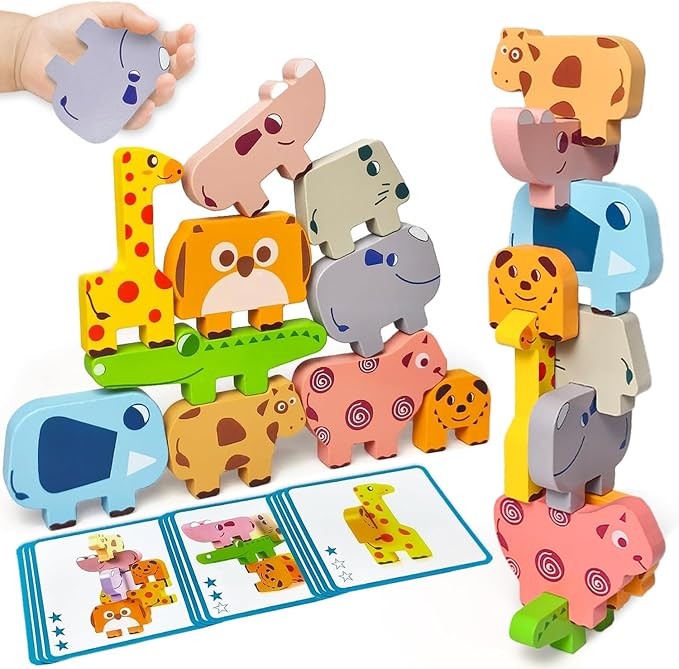 Vaiheng Montessori Wooden Animal Stacking Puzzle Toy