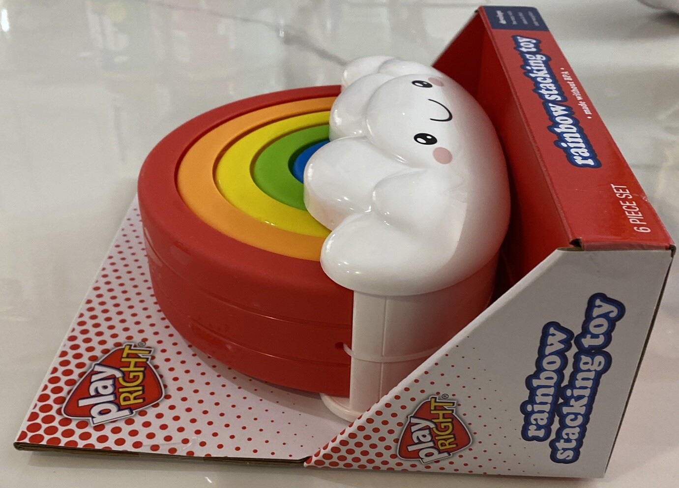 Play Right Rainbow Stacking Toy Develops Fine Motor Skills Etc 6 Piece Set NEW