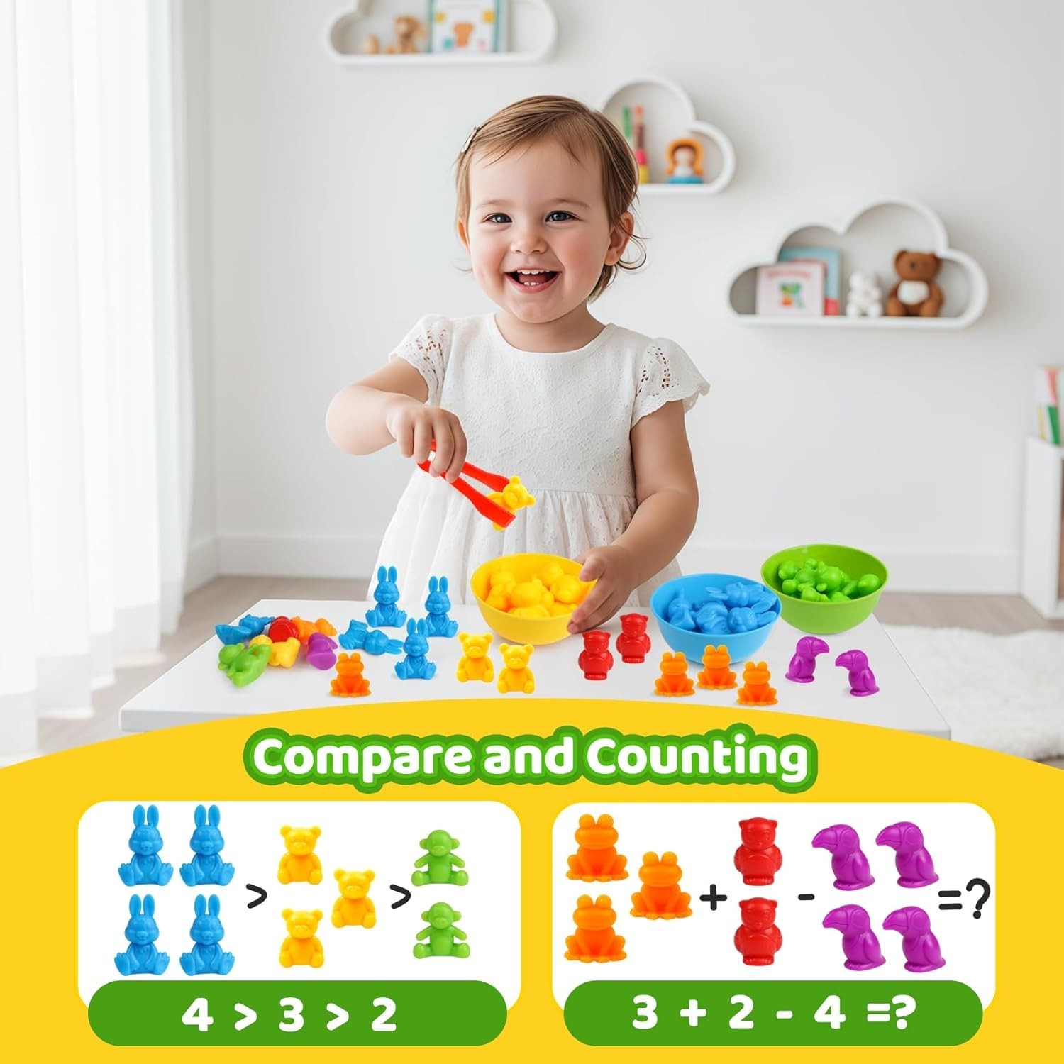 Counting Animals Color Sorting Matching Games with Sorting Bowls Montessori S…