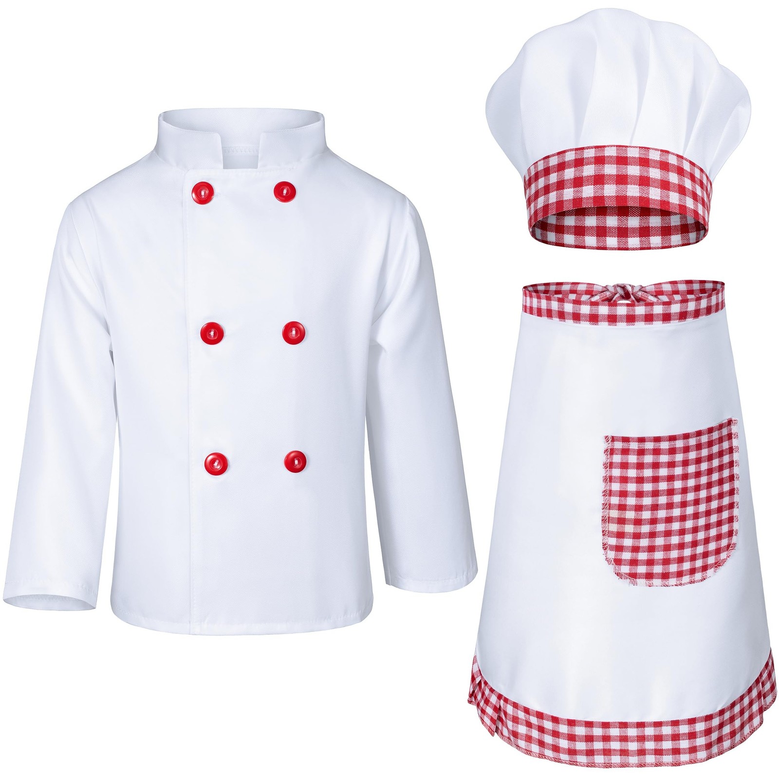 Kids Chef Costume for Boys Girls Kitchen Cooking Party Cosplay 3-12 Years Red